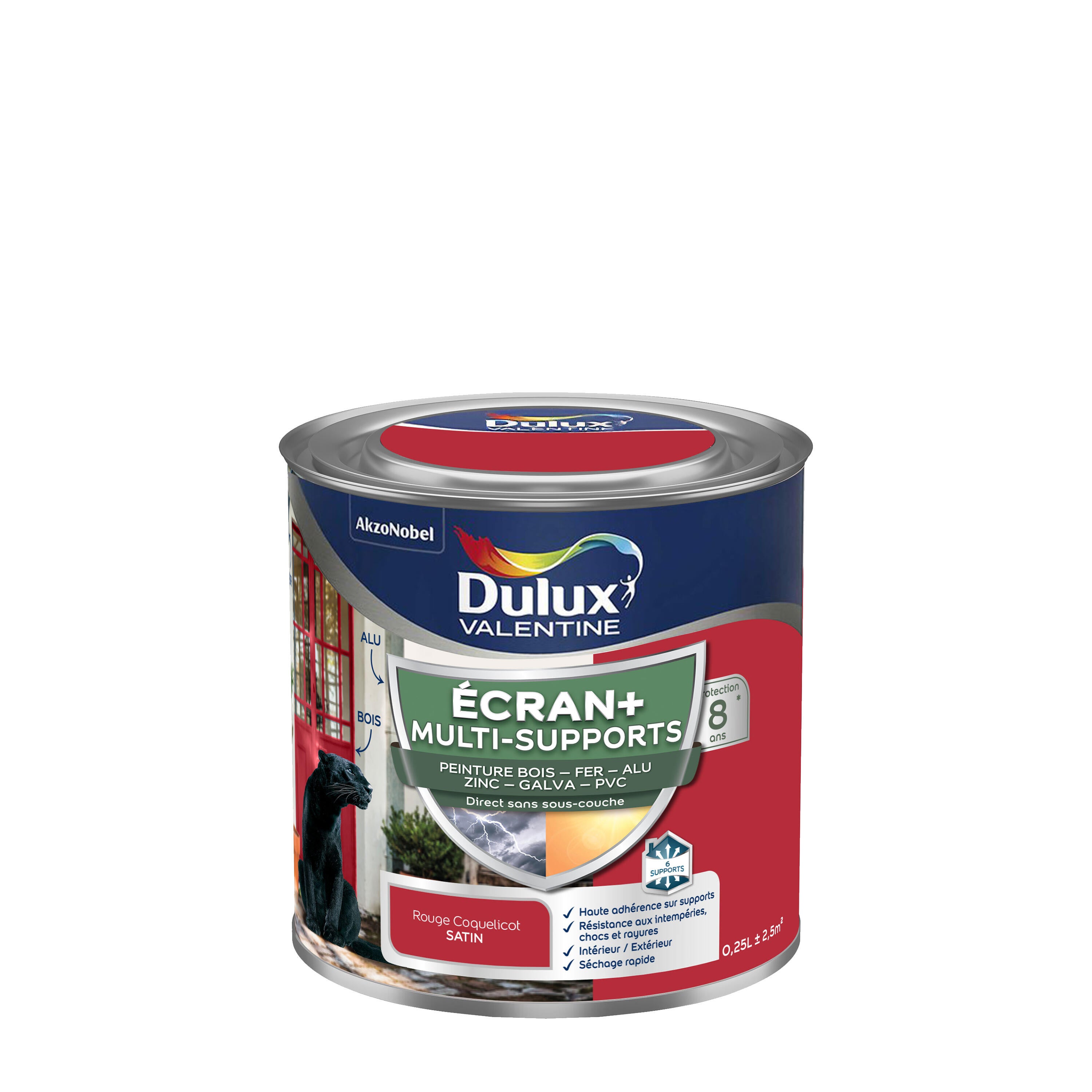 Peinture extérieure bois Ecran + DULUX VALENTINE rouge coquelicot satiné 250ml - 4
