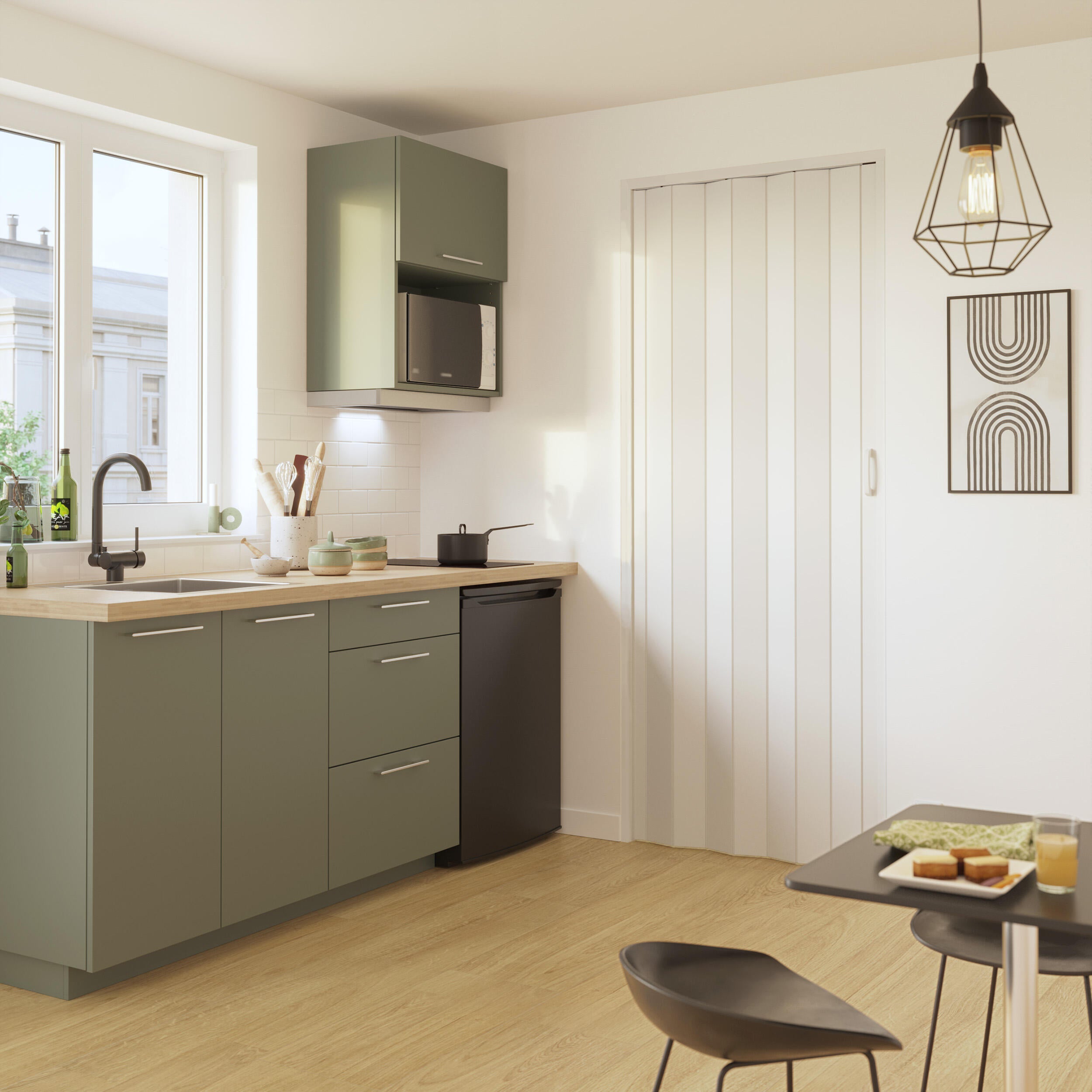 Porte accordéon Pia pvc blanc, H.205 x l.85 cm, Artens - 4
