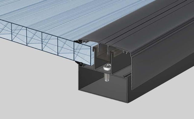 Kit rive portante pour plaque polycarbonate ep. 32 mm, L.3 m