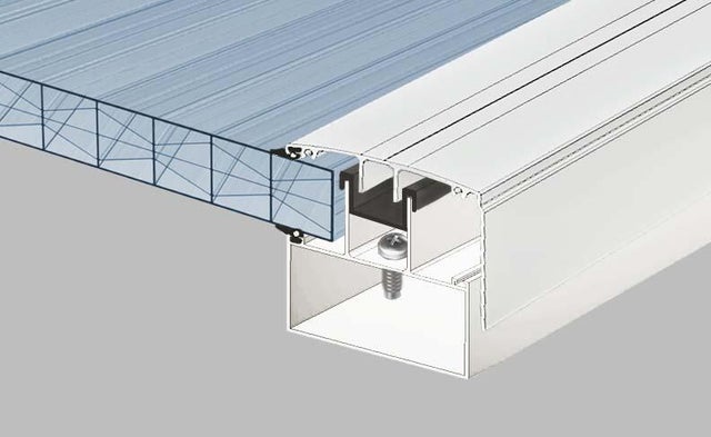 Kit rive portante pour plaque polycarbonate ep. 16 mm, L.4 m