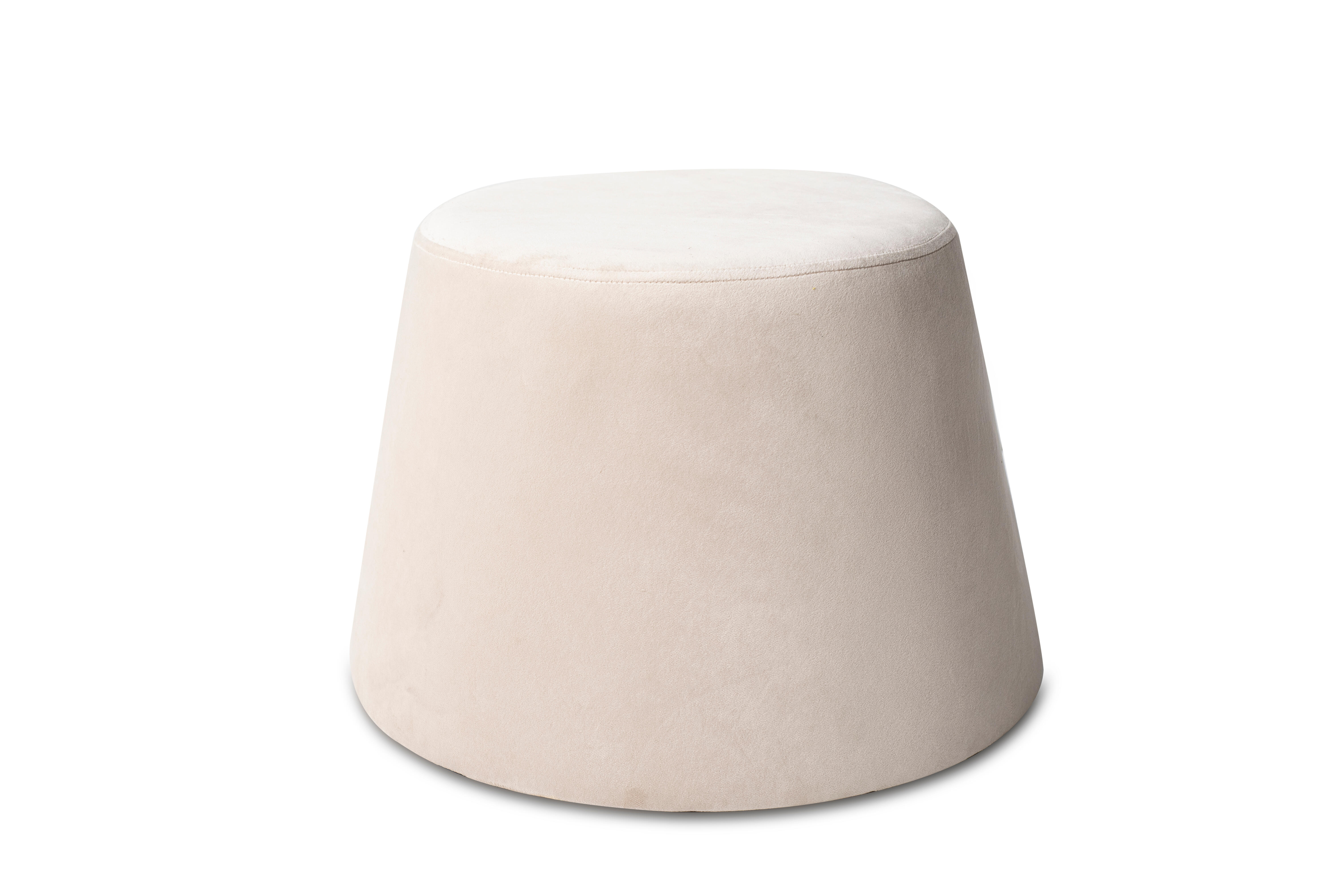 Puff decorativo algodón cilíndrico terciopelo beige 46x33xcm