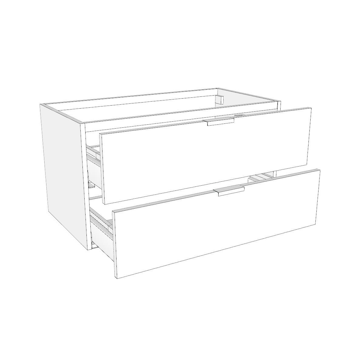 Mobile da bagno sospeso sotto lavabo L 95 x H 50 x P 50 cm bianco, 2 cassetti Linea C - 3