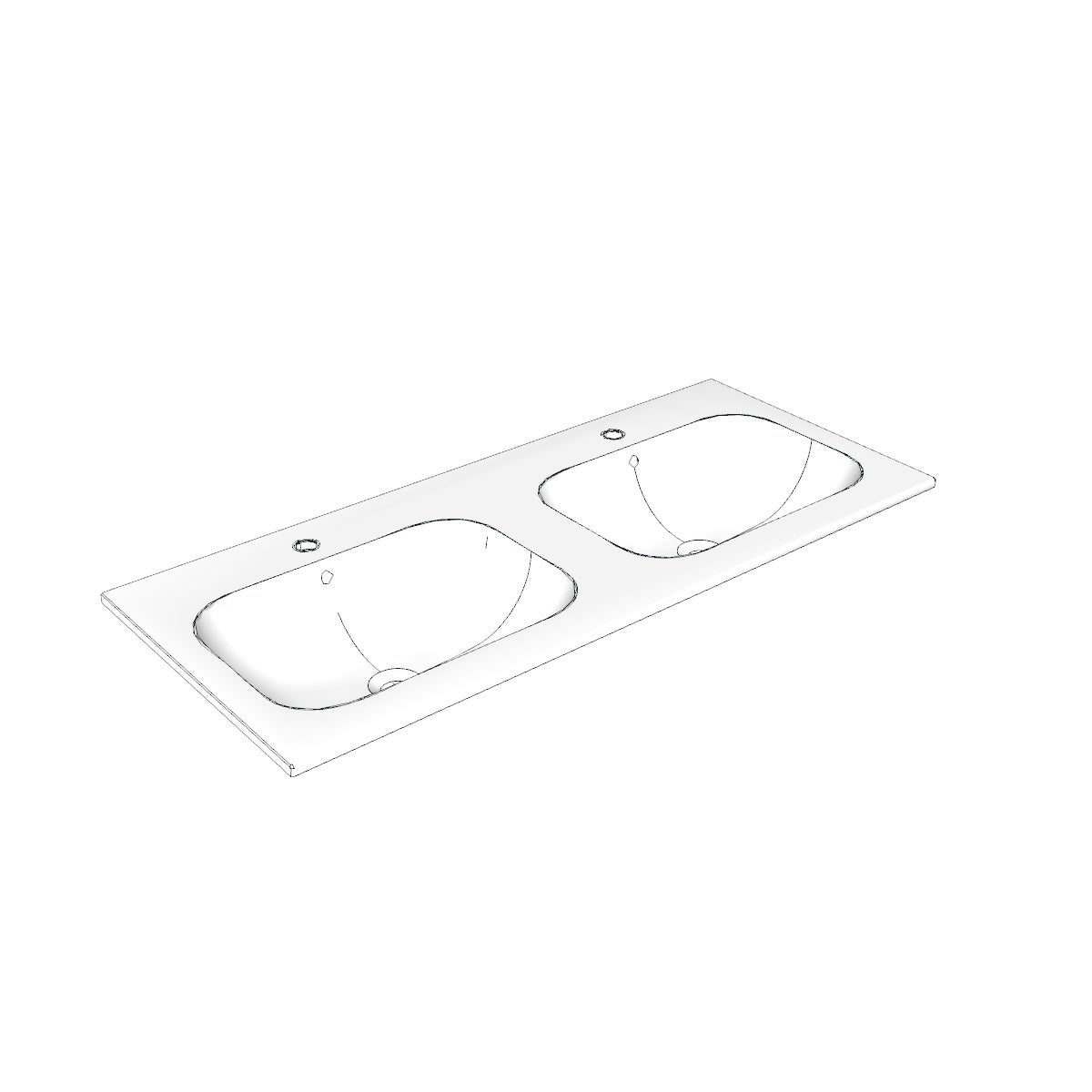 Lavabo a incasso rettangolare Neo Moon L 121 x H 12 x P 46 cm in resina bianco - 3