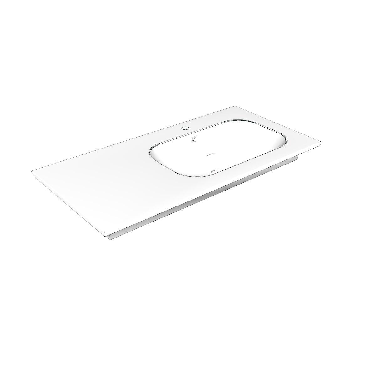 Lavabo a incasso rettangolare L 106 x H 13 cm in ceramica bianco - 3
