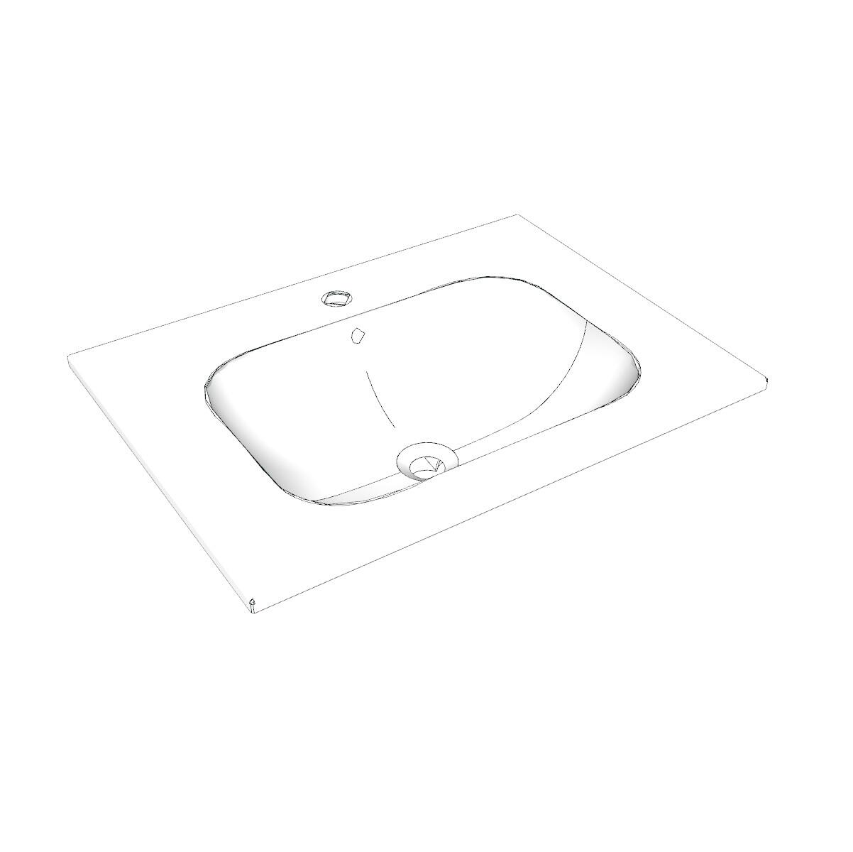 Lavabo a incasso rettangolare L 71 x H 13 cm in ceramica bianco - 3