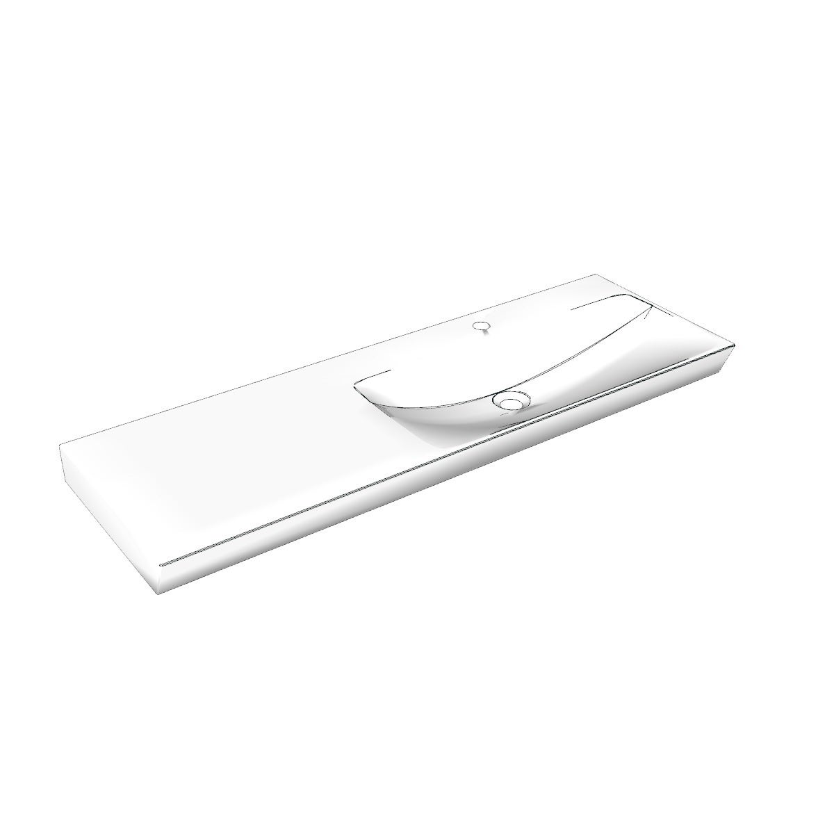 Lavabo a incasso rettangolare L 121 x H 11.5 x P 40 cm in ceramica bianco - 3
