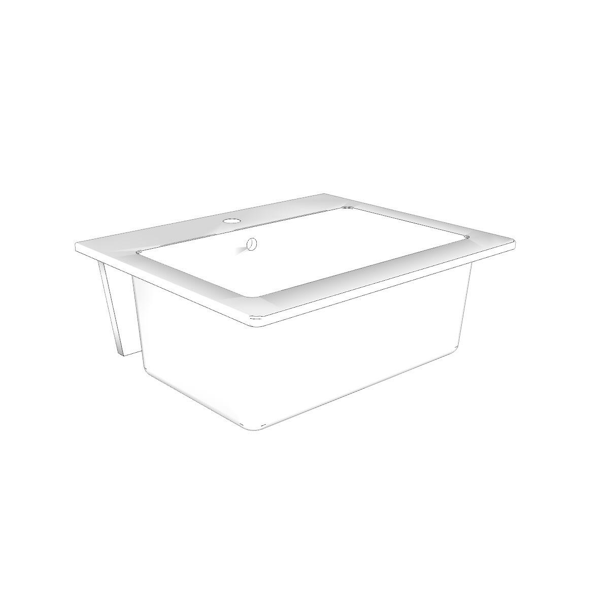 Lavabo a incasso rettangolare L 60 x H 11.5 x P 42 cm in ceramica bianco - 3