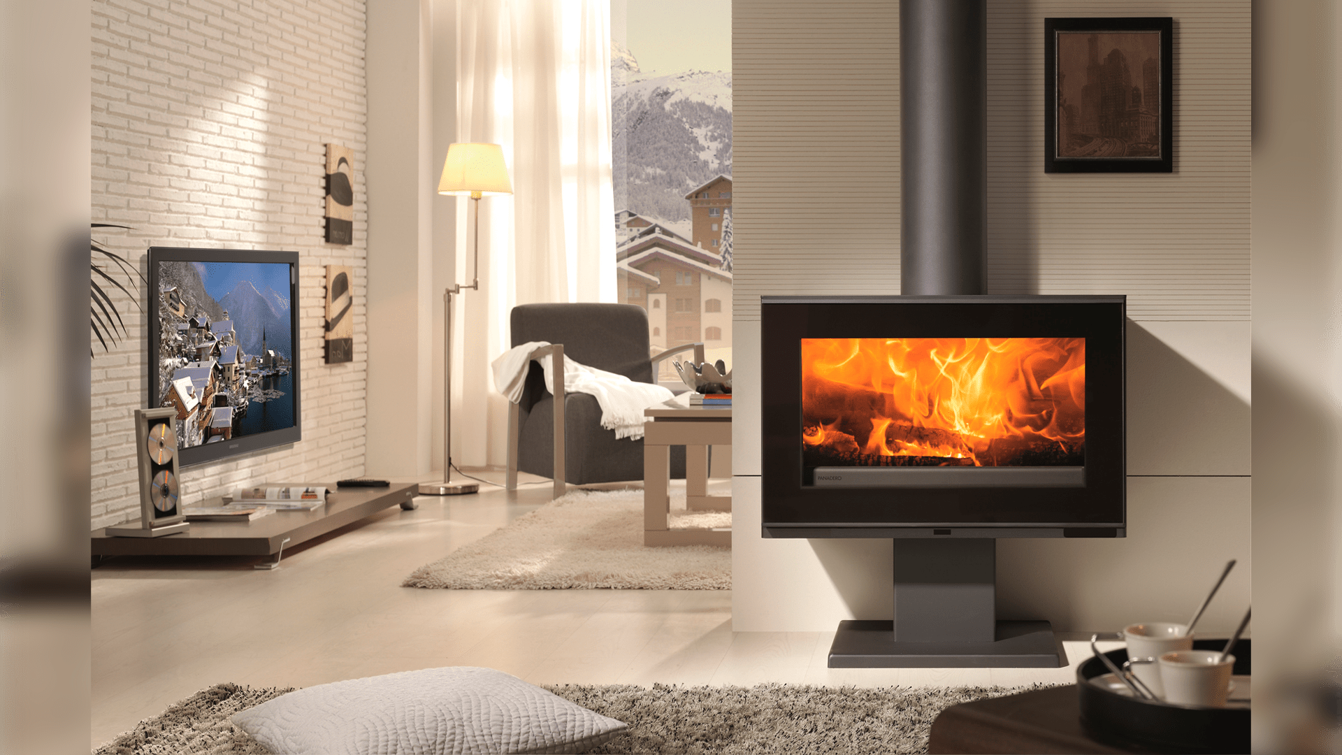 Poêle à bois PANADERO Poele a bois biarritz-s ecodesign noir, 7 kW ...