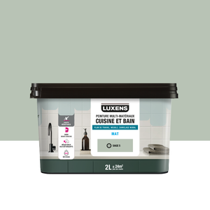Peinture carrelage, meuble, crédence sage 5 mat LUXENS Cuisine et bain 2l