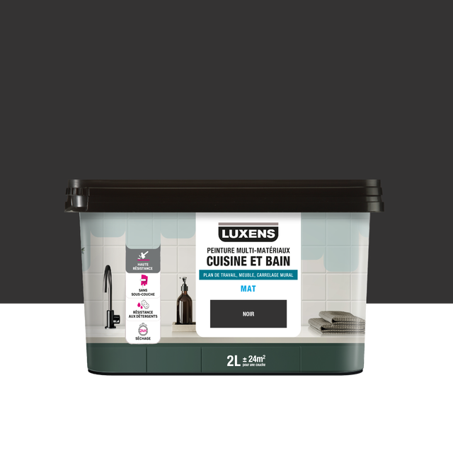 Peinture carrelage, meuble, crédence noir mat LUXENS Cuisine et bain 0.75L main image 1