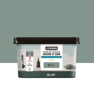 Peinture carrelage, meuble, crédence sage 3 satin LUXENS Cuisine et bain 2l