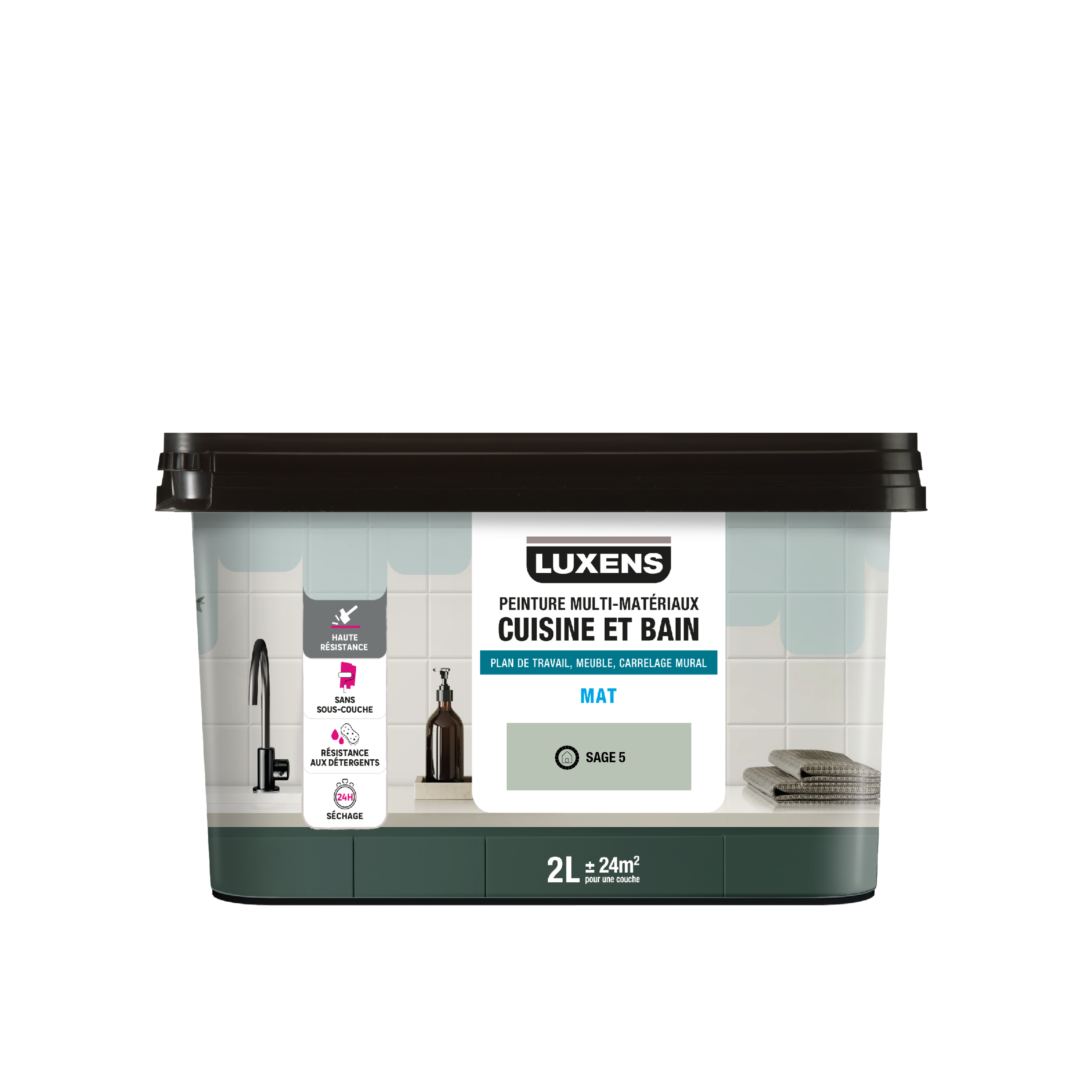 Peinture carrelage, meuble, crédence sage 5 mat LUXENS Cuisine et bain 2L - 9