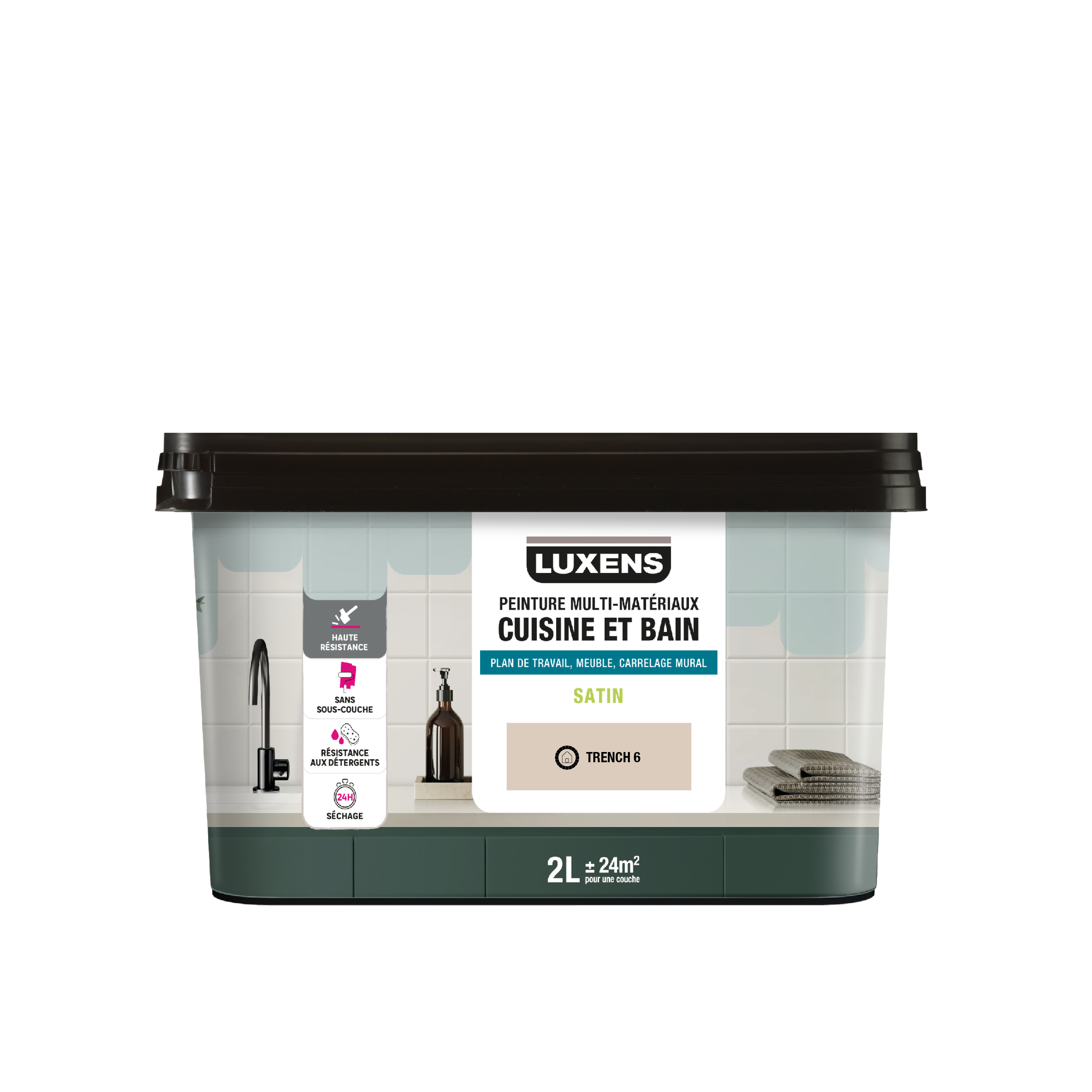 Peinture carrelage, meuble, crédence trench 6 satin LUXENS Cuisine et bain 2L - 8
