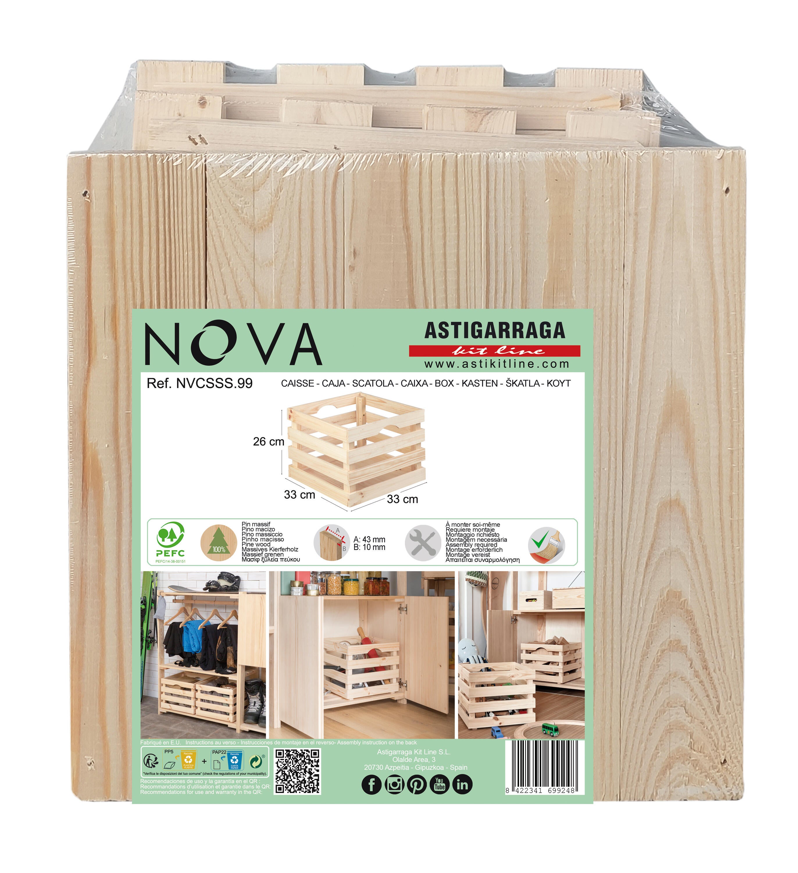 Caixa 26x33x33 cm madeira Nova - 7