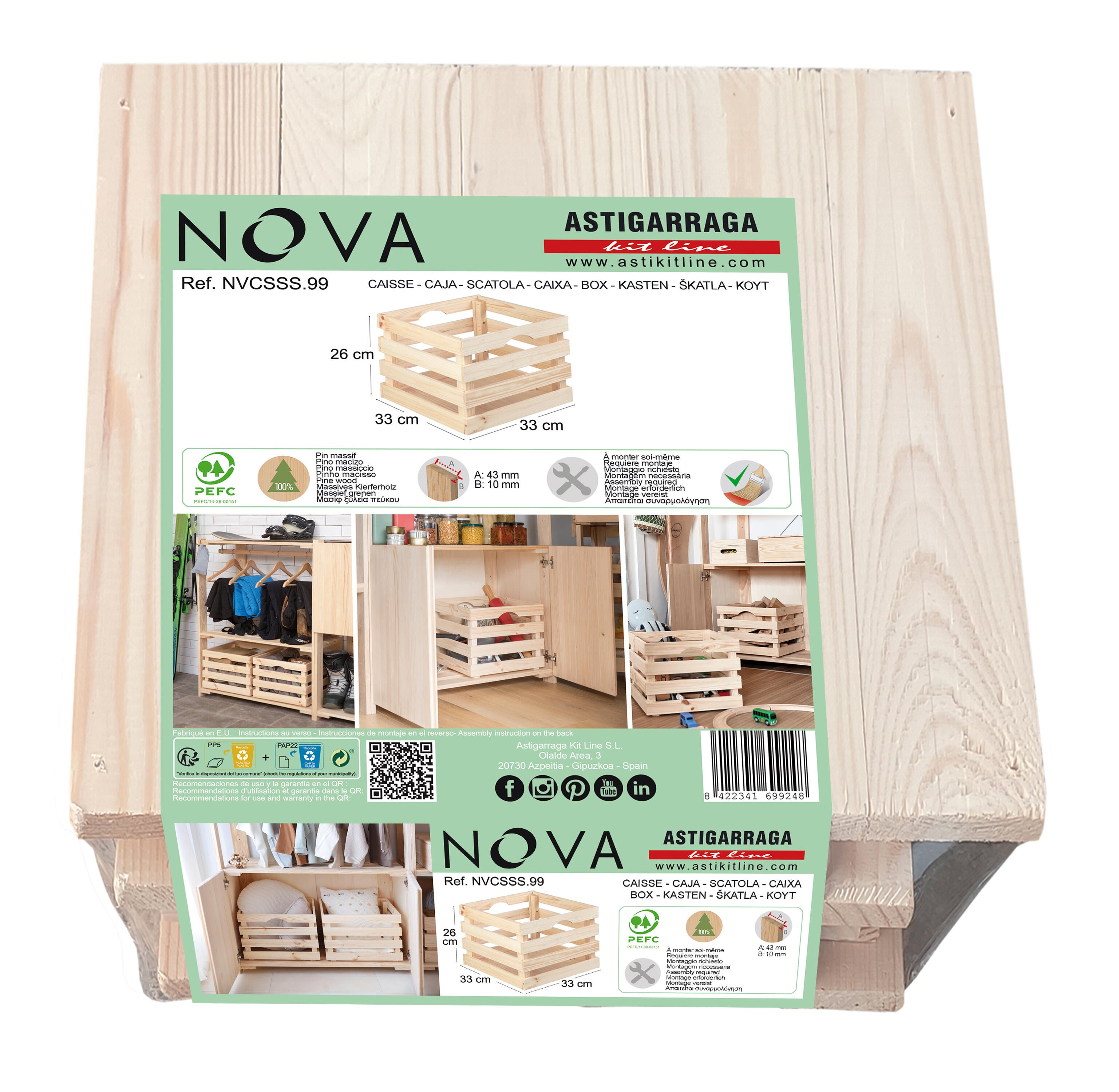 Caixa 26x33x33 cm madeira Nova - 8