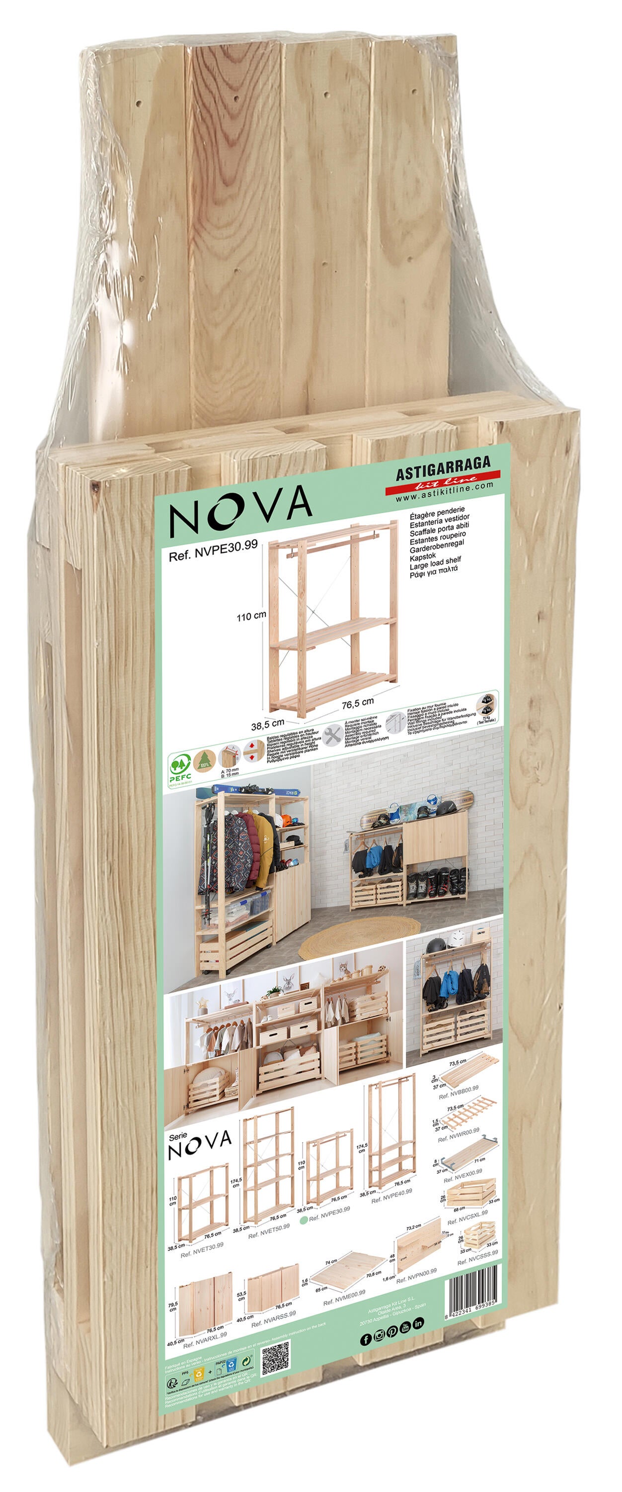 Roupeiro aberto baixo madeira natural 76,5x110x38,5 cm Astigarraga - 7