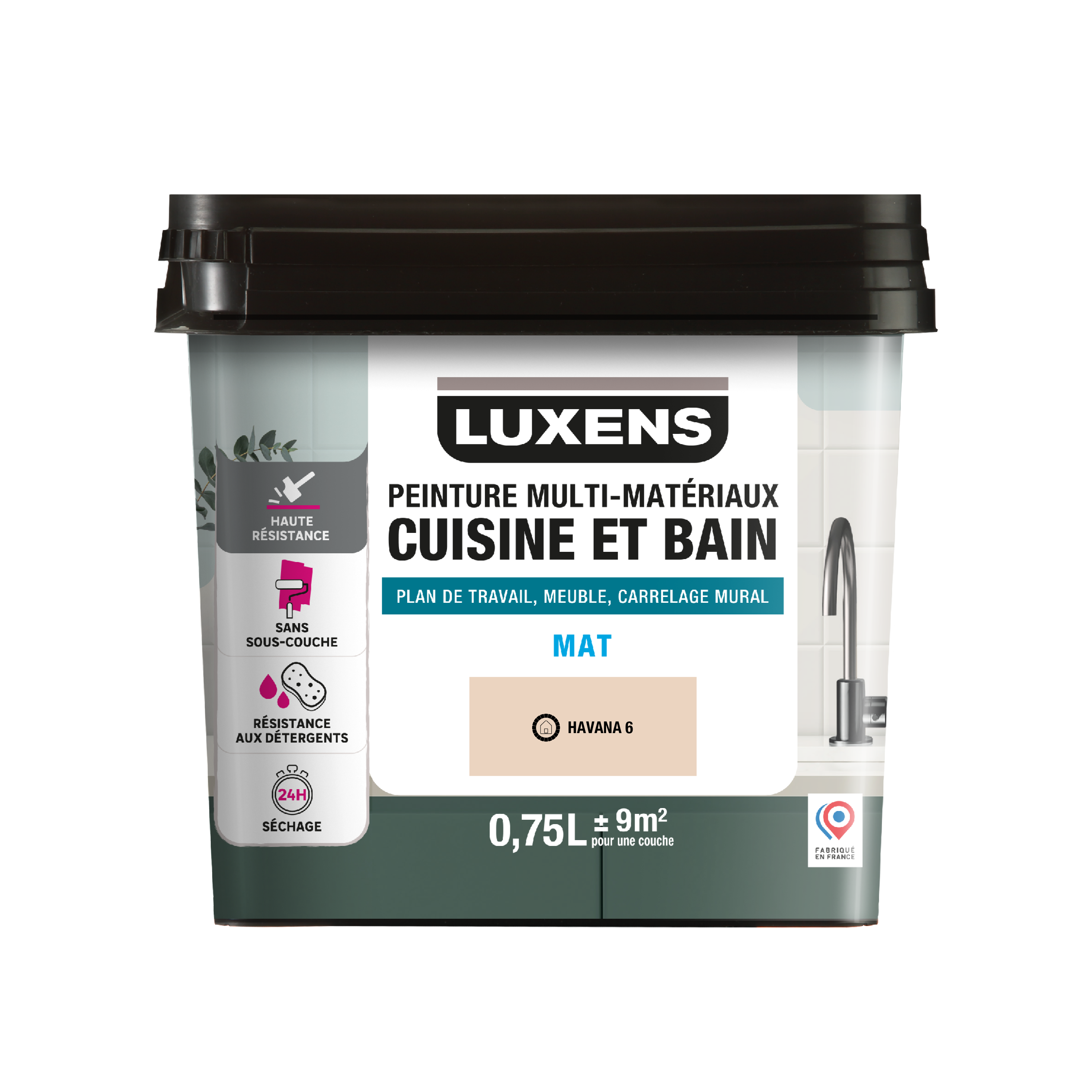 Peinture carrelage, meuble, crédence havana 6 mat LUXENS Cuisine et bain 0.75L - 9