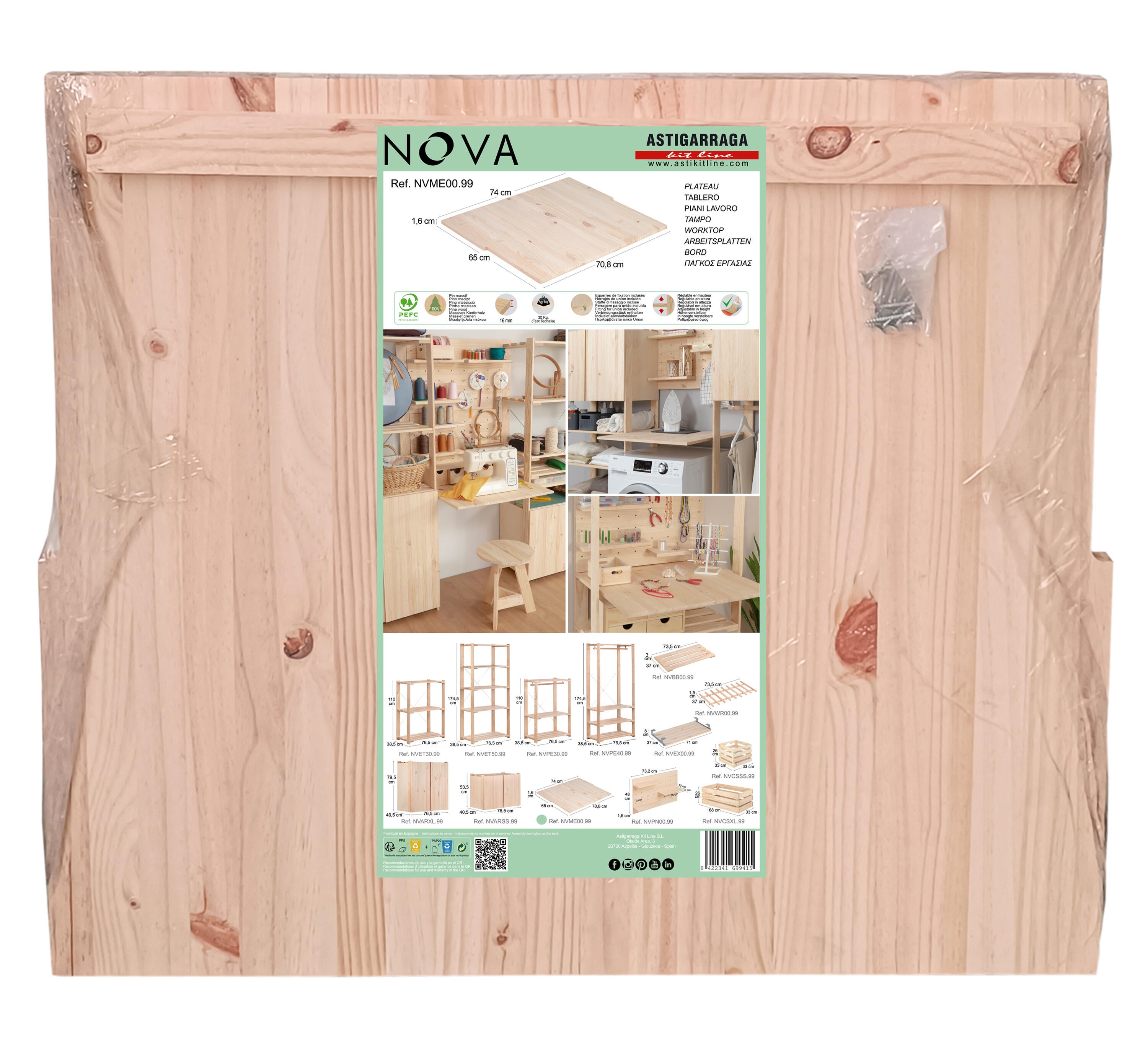 União de mesa de madeira 73,5X65X1,6 cm Nova - 5