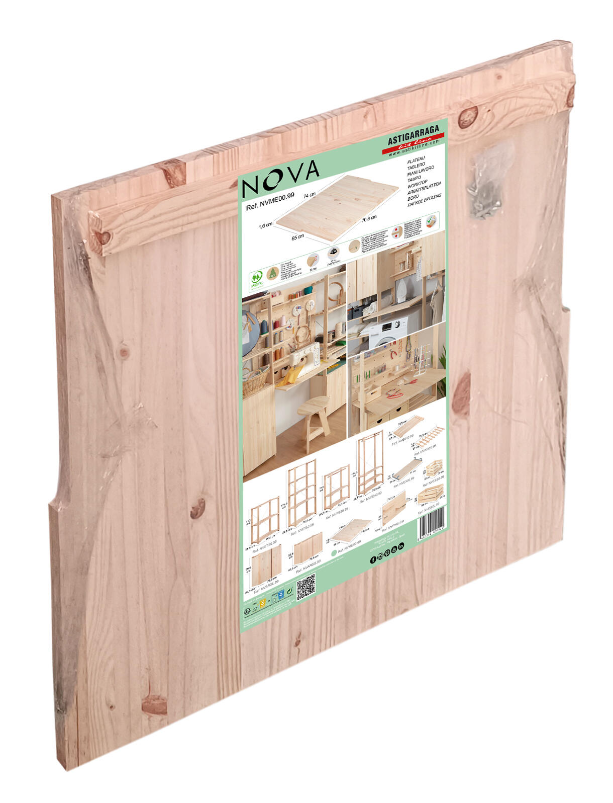 União de mesa de madeira 73,5X65X1,6 cm Nova - 6