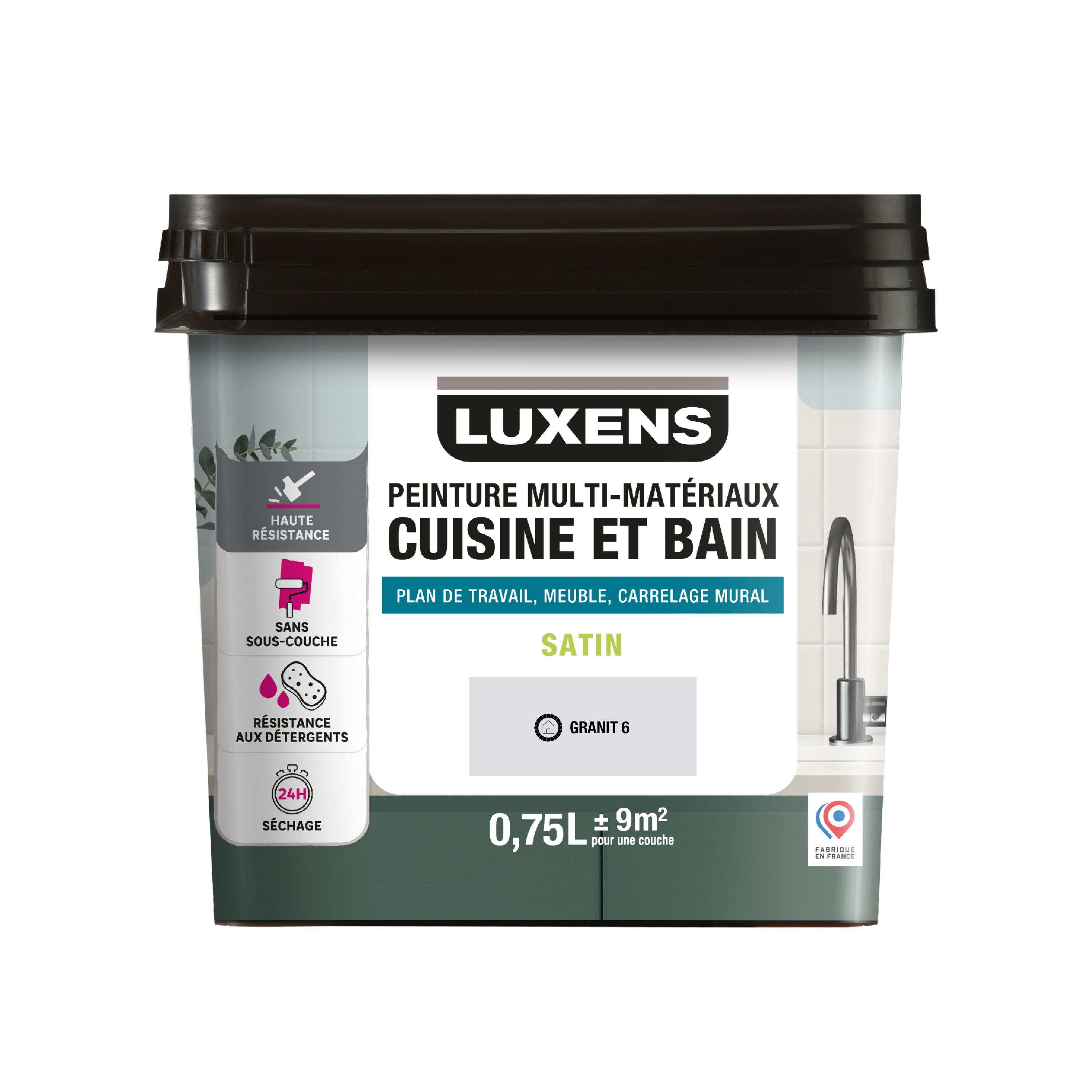 Peinture carrelage, meuble, crédence granit 6 satin LUXENS Cuisine et bain 0.75l - 9