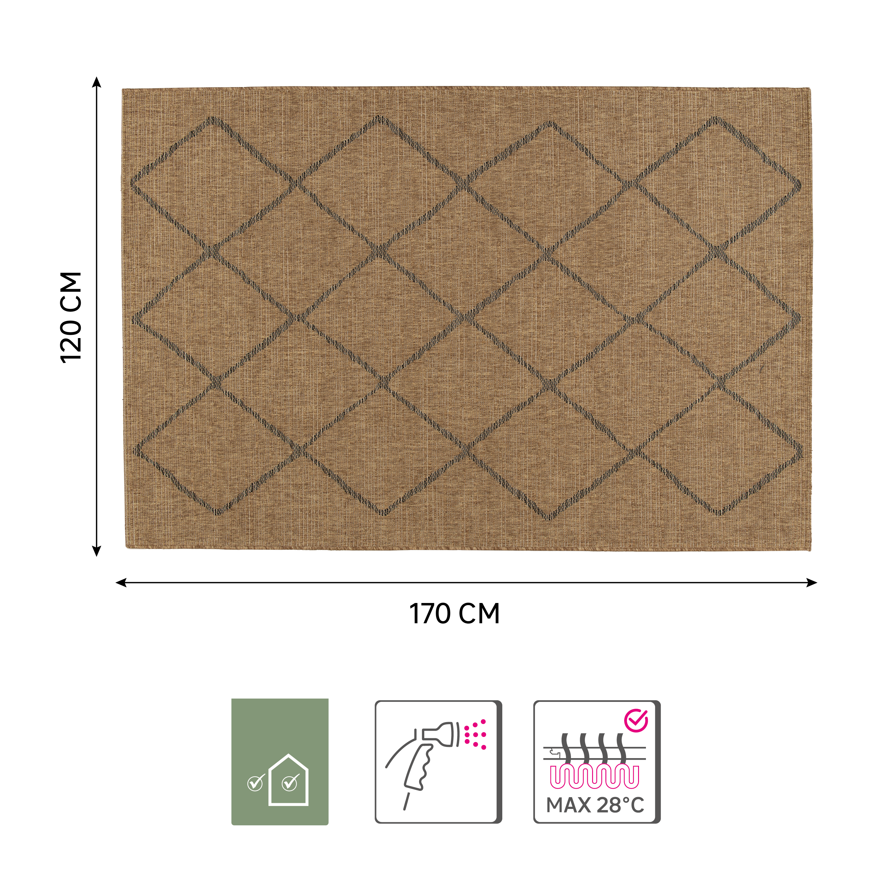 Tapete de exterior Kitimat 120x170cm preto natural Inspire - 10