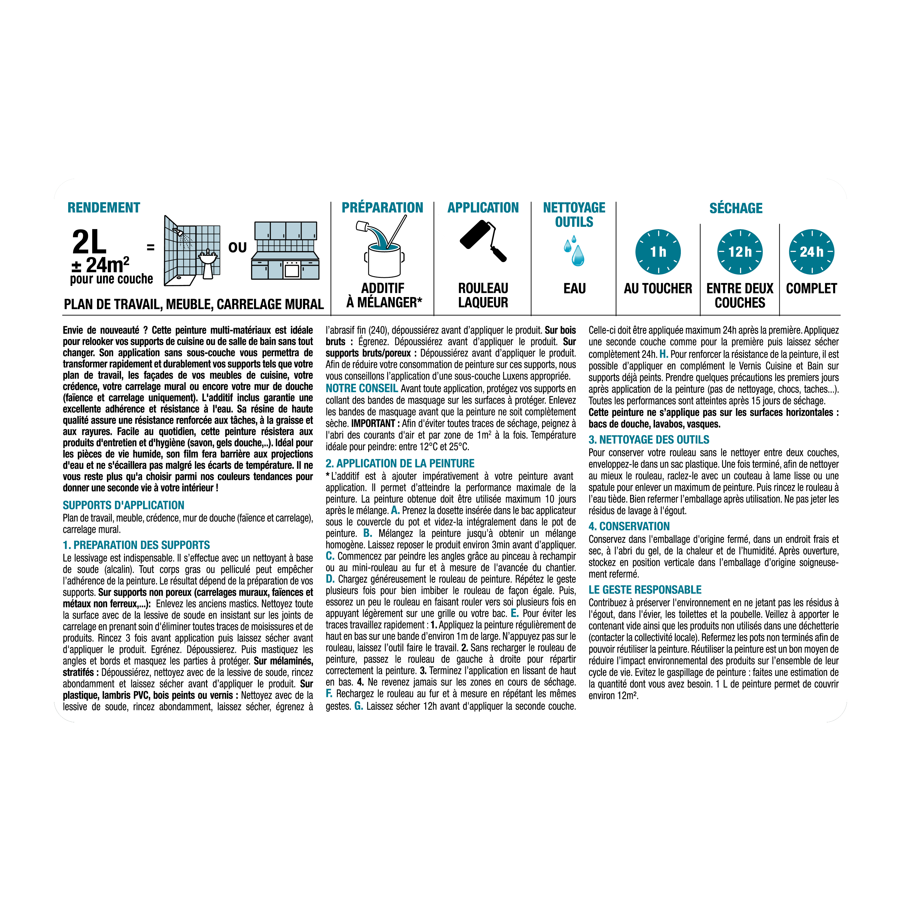 Peinture carrelage, meuble, crédence havana 6 mat LUXENS Cuisine et bain 2L - 8