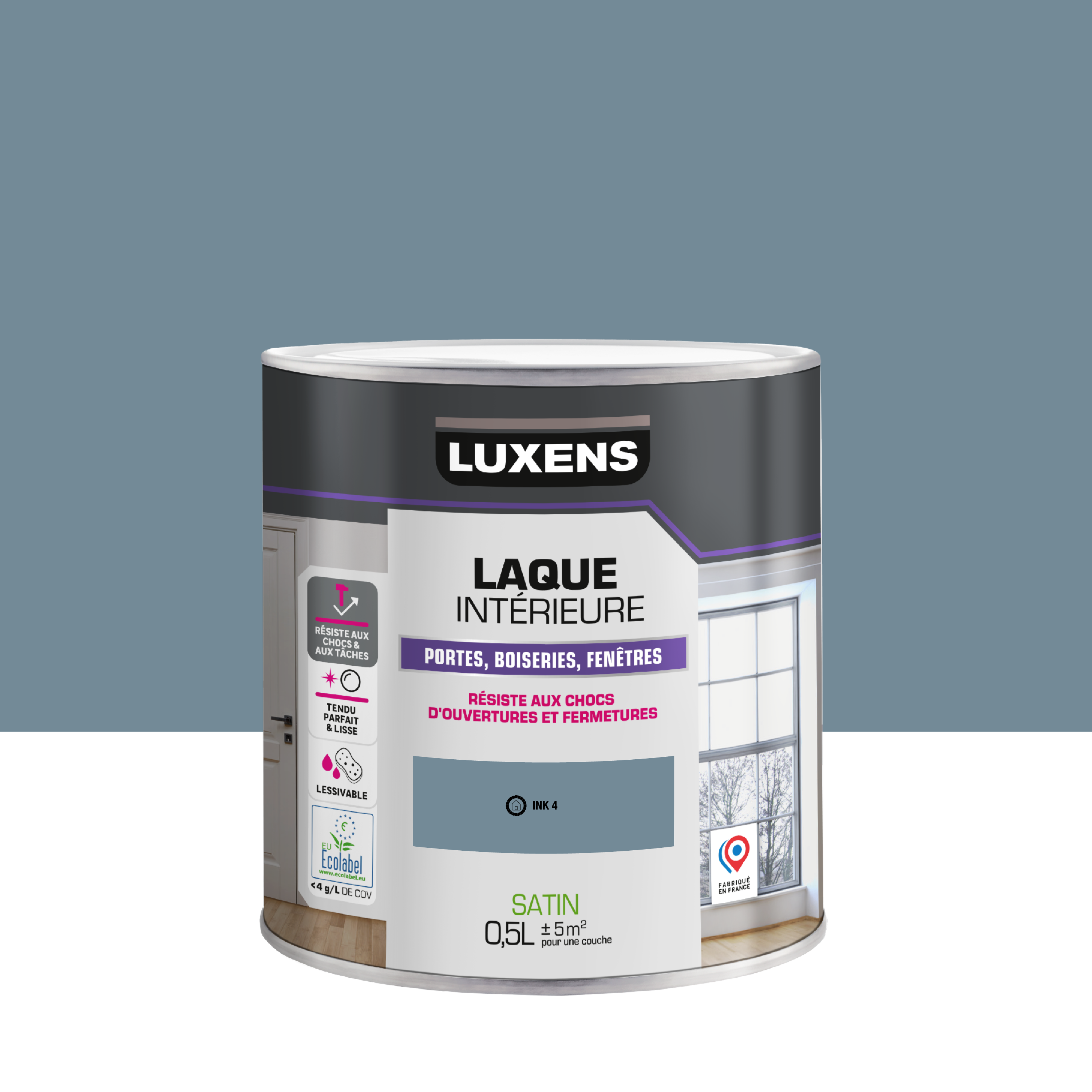 Laque porte, fenêtre, boiserie ink 4 satin LUXENS , 0.5L
