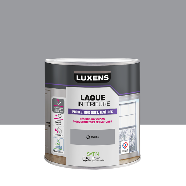 Laque porte, fenêtre, boiserie gris granit 3 satin LUXENS , 0.5L