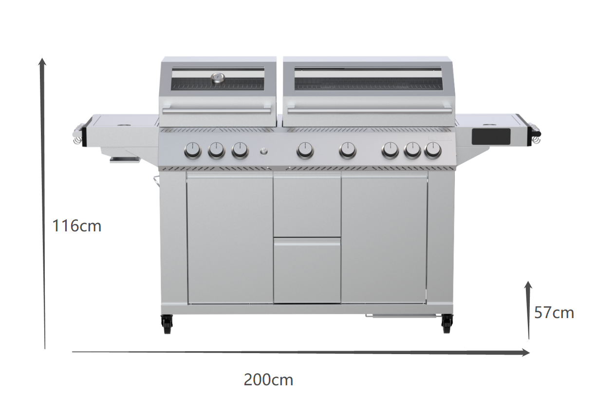 Barbecue a gás premium inox com 6+2 queimadores Naterial Upsilon - 10