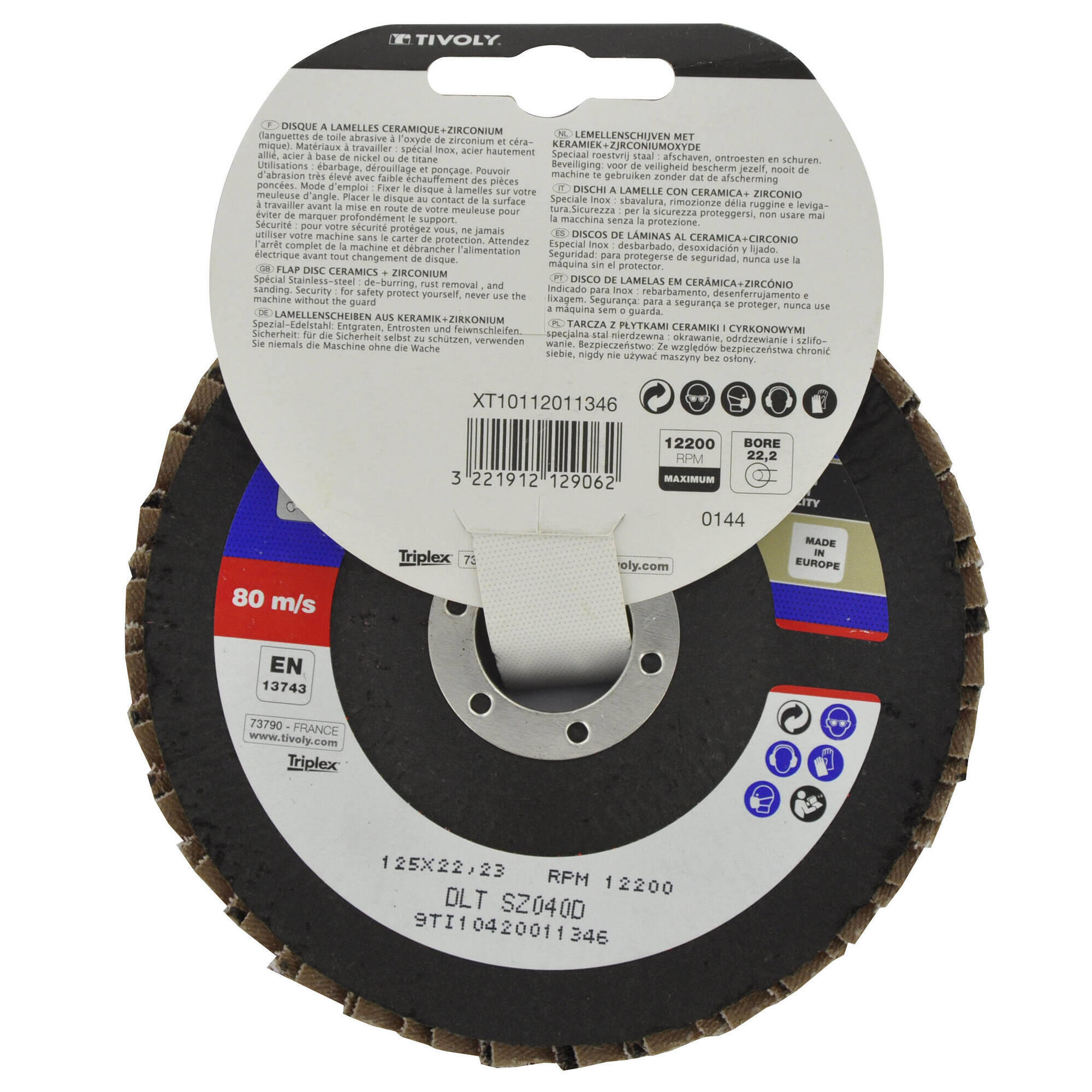 Disque lamelles en céramique pour inox, Diam.125 mm Grain 40 TIVOLY - 3