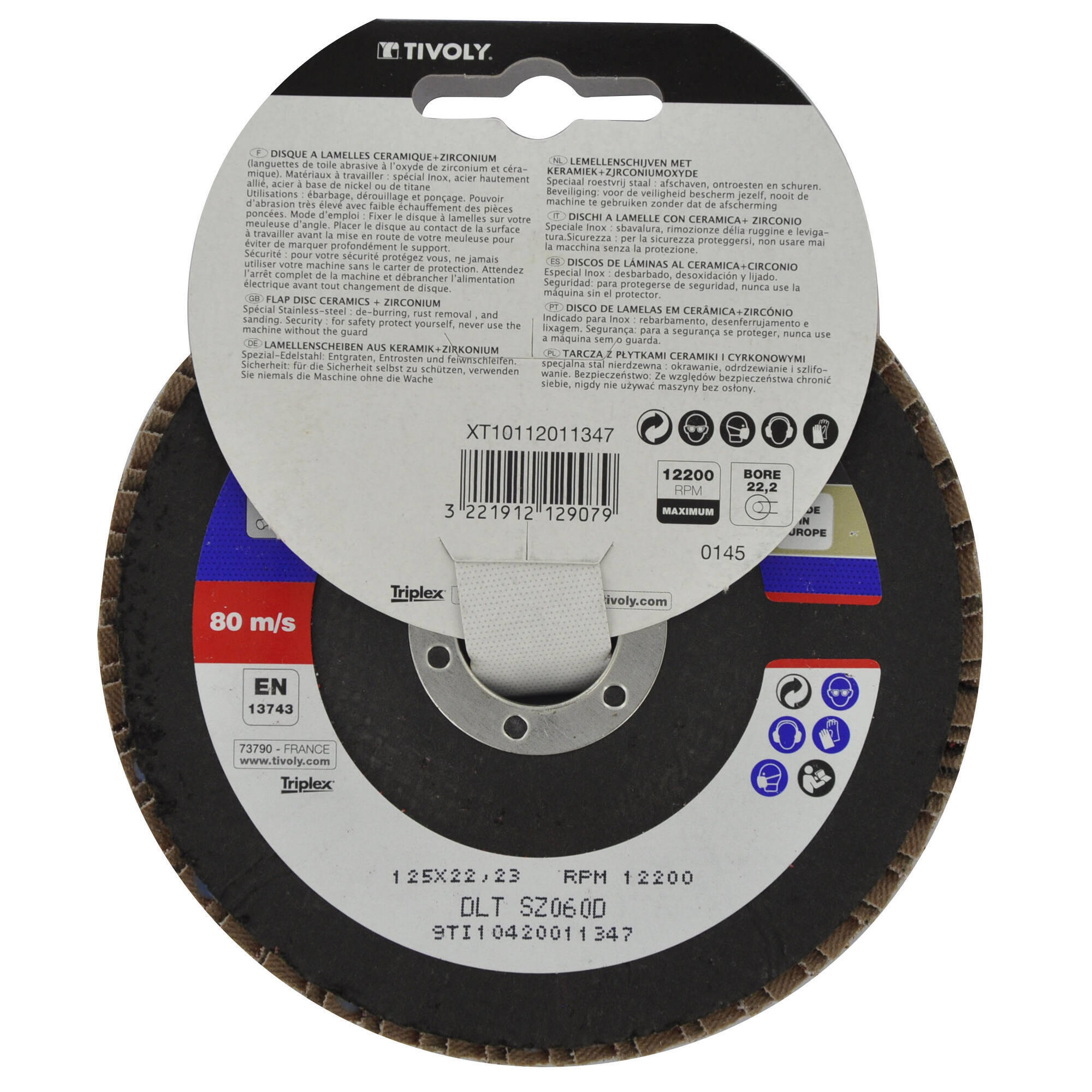 Disque lamelles en céramique pour inox, Diam.125 mm Grain 60 TIVOLY - 3