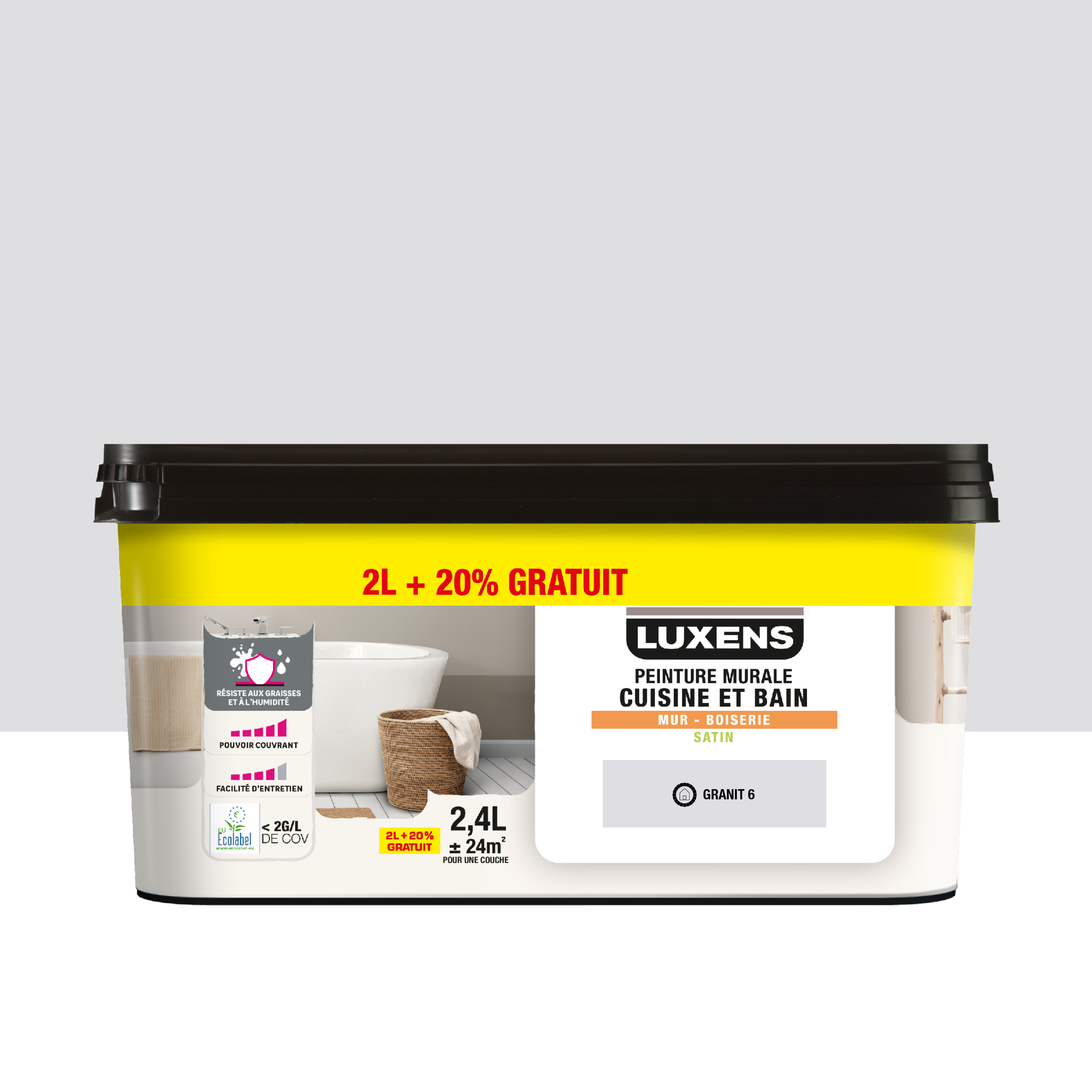 Peinture mur, boiserie granit 6 satin LUXENS Intérieure 2.5L