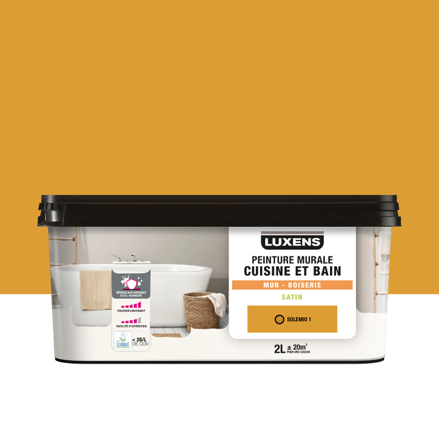Peinture mur, boiserie solemio 1 satin LUXENS Cuisine et bain 2L