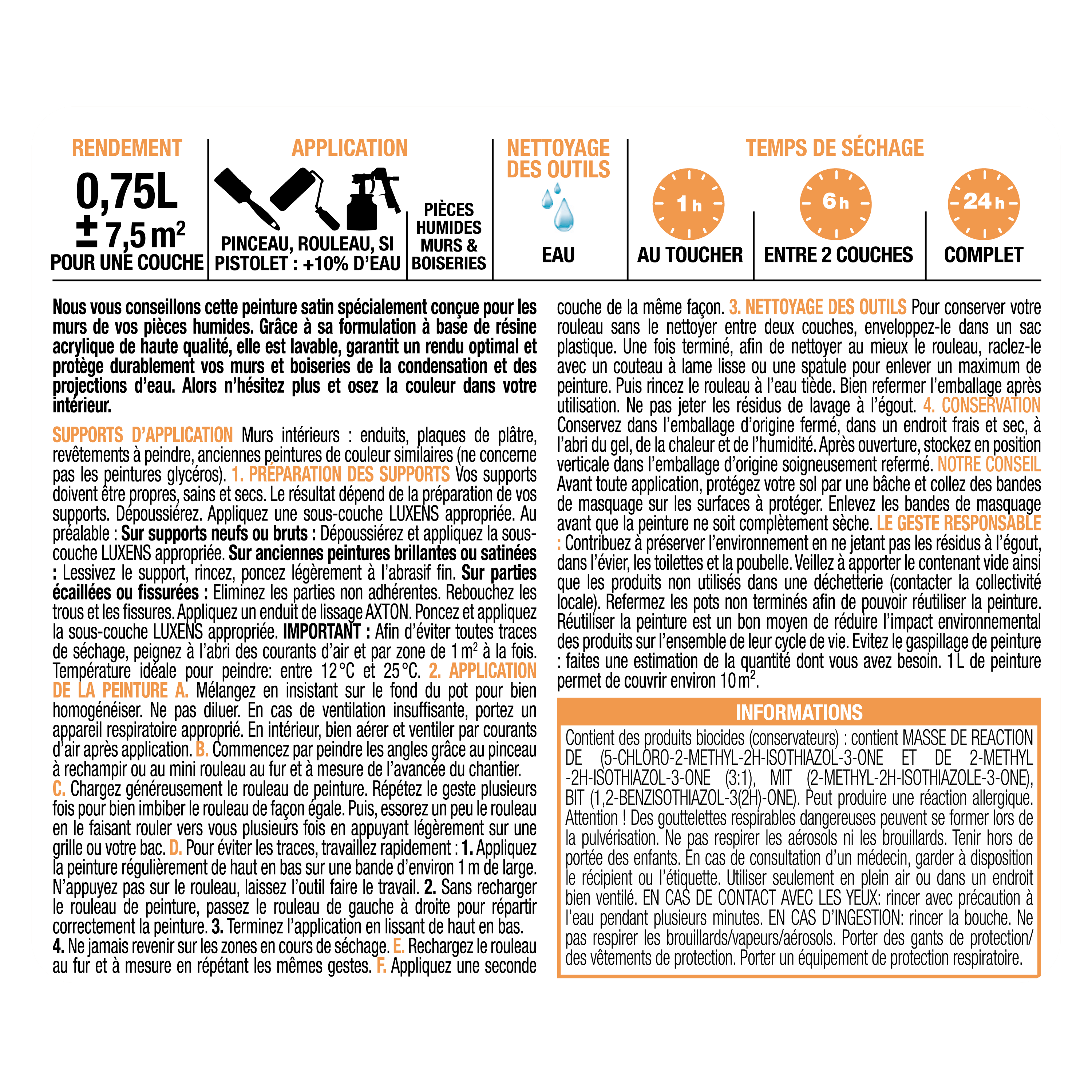 Peinture mur, boiserie celadon 4 satin LUXENS Cuisine et bain 0.75L - 5