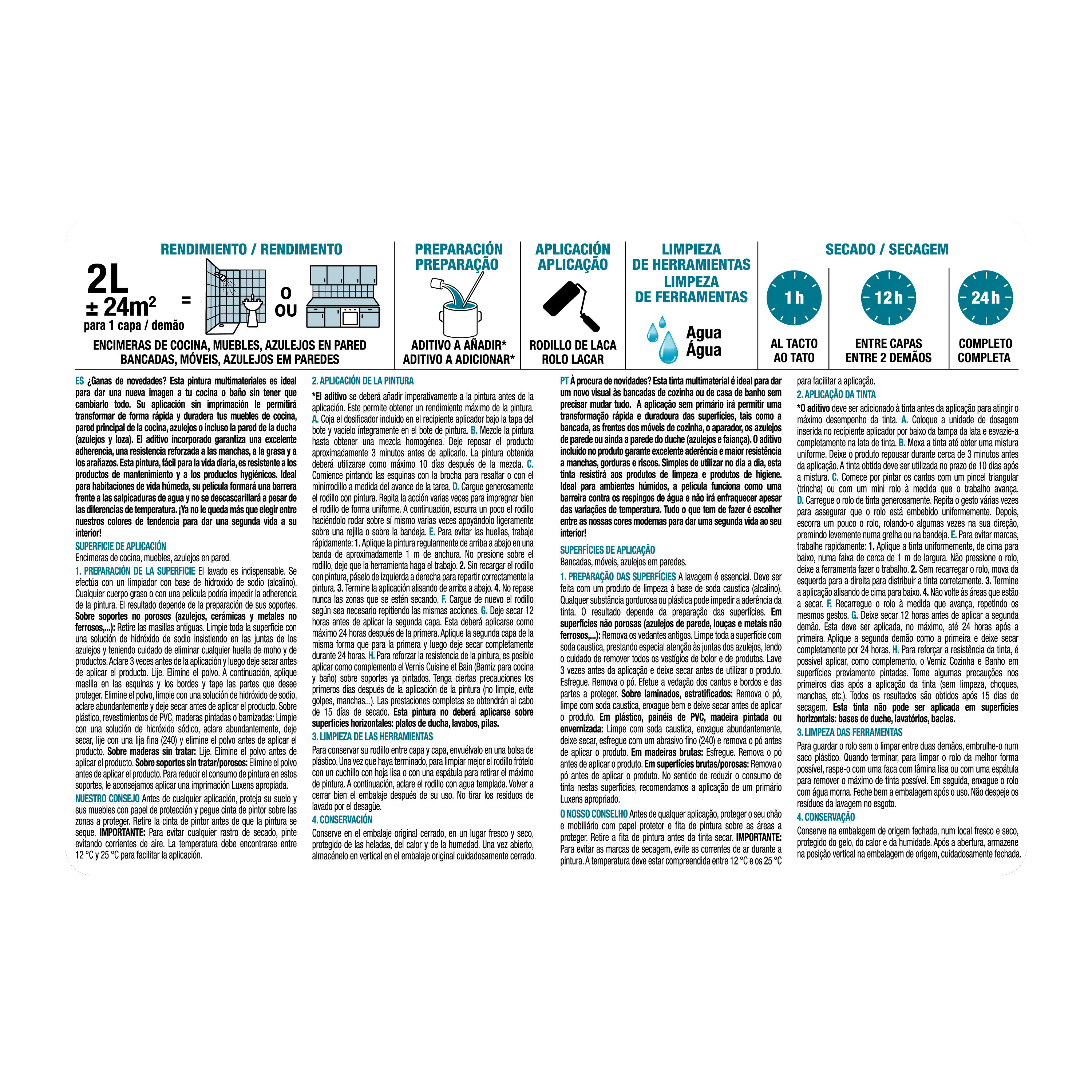 Tinta renovação cozinha banho multisuperfícies Granit 6 mate 2L Luxens - 4