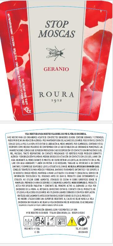 Vela geranio anti moscas en maceta terracota blanca 8x8,2 cm, cera roja - 3
