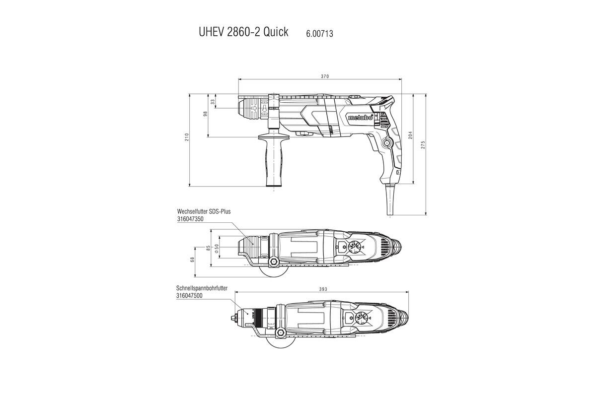 Marteau perforateur burineur UHEV 2860-2 QUICK SDS plus METABO, 1100 W - 8