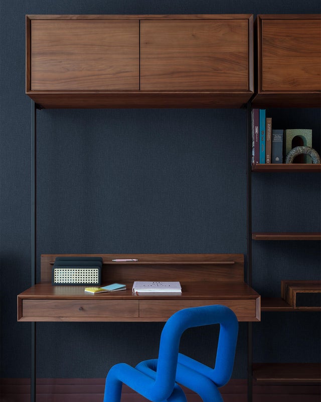 Papier peint intissé Ambiente uni bleu marine