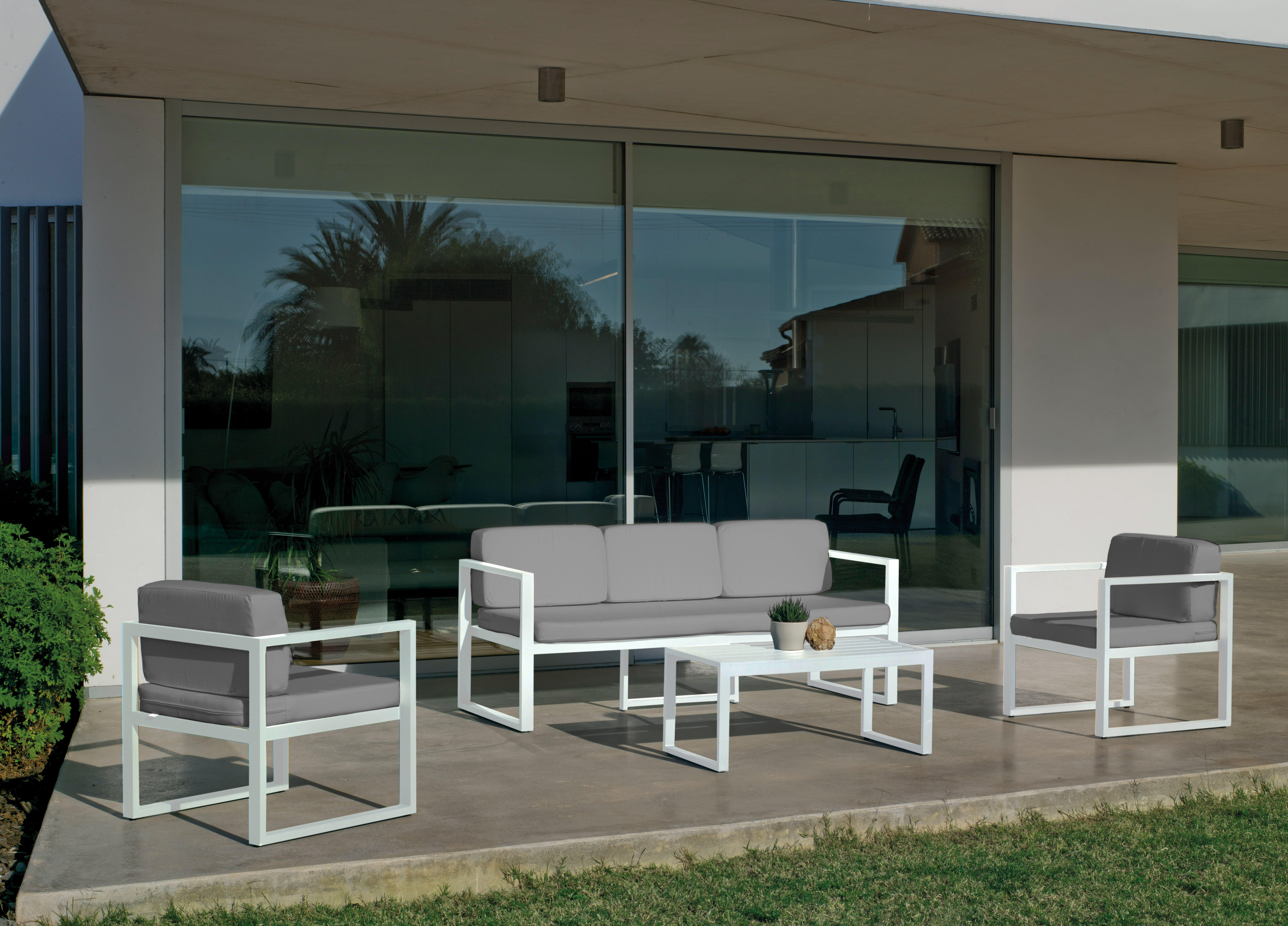 Conjunto de jardín mustang blanco de 5 plazas