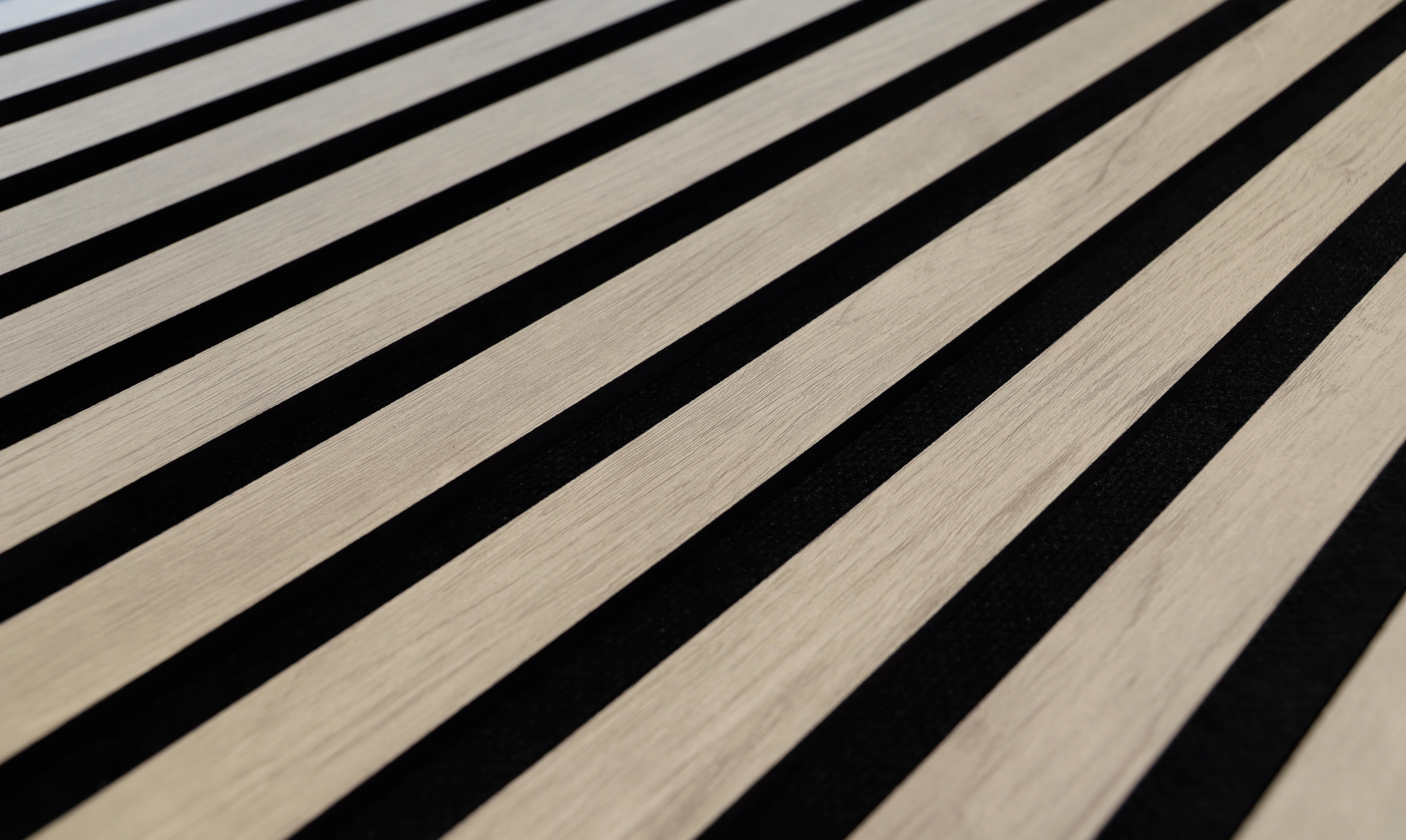 Revestimiento de pared palillería efecto 3D MDF acústico bicolor roble/negro de 244x60,2cm - 9