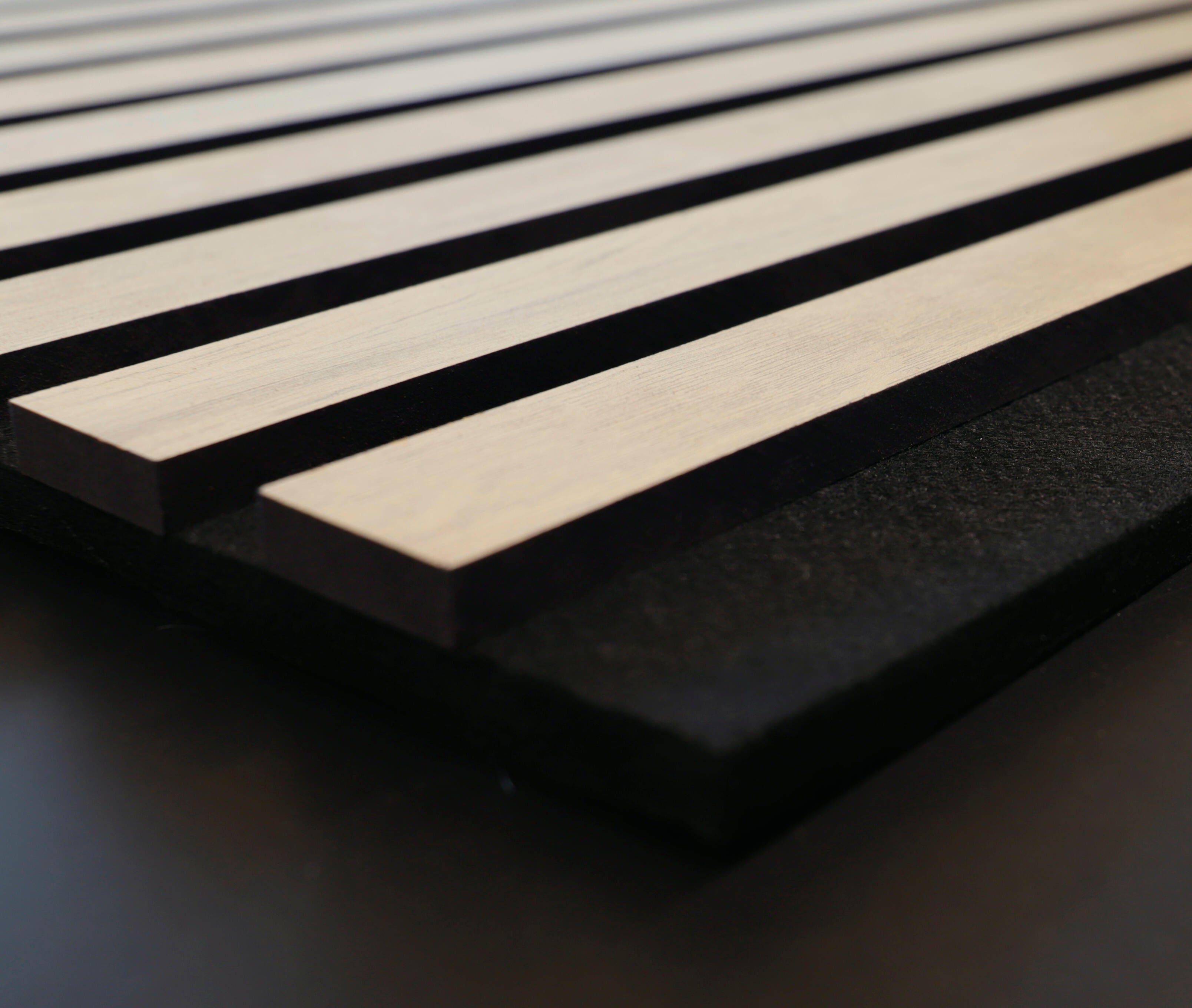 Revestimiento de pared palillería efecto 3D MDF acústico bicolor roble/negro de 244x60,2cm - 6