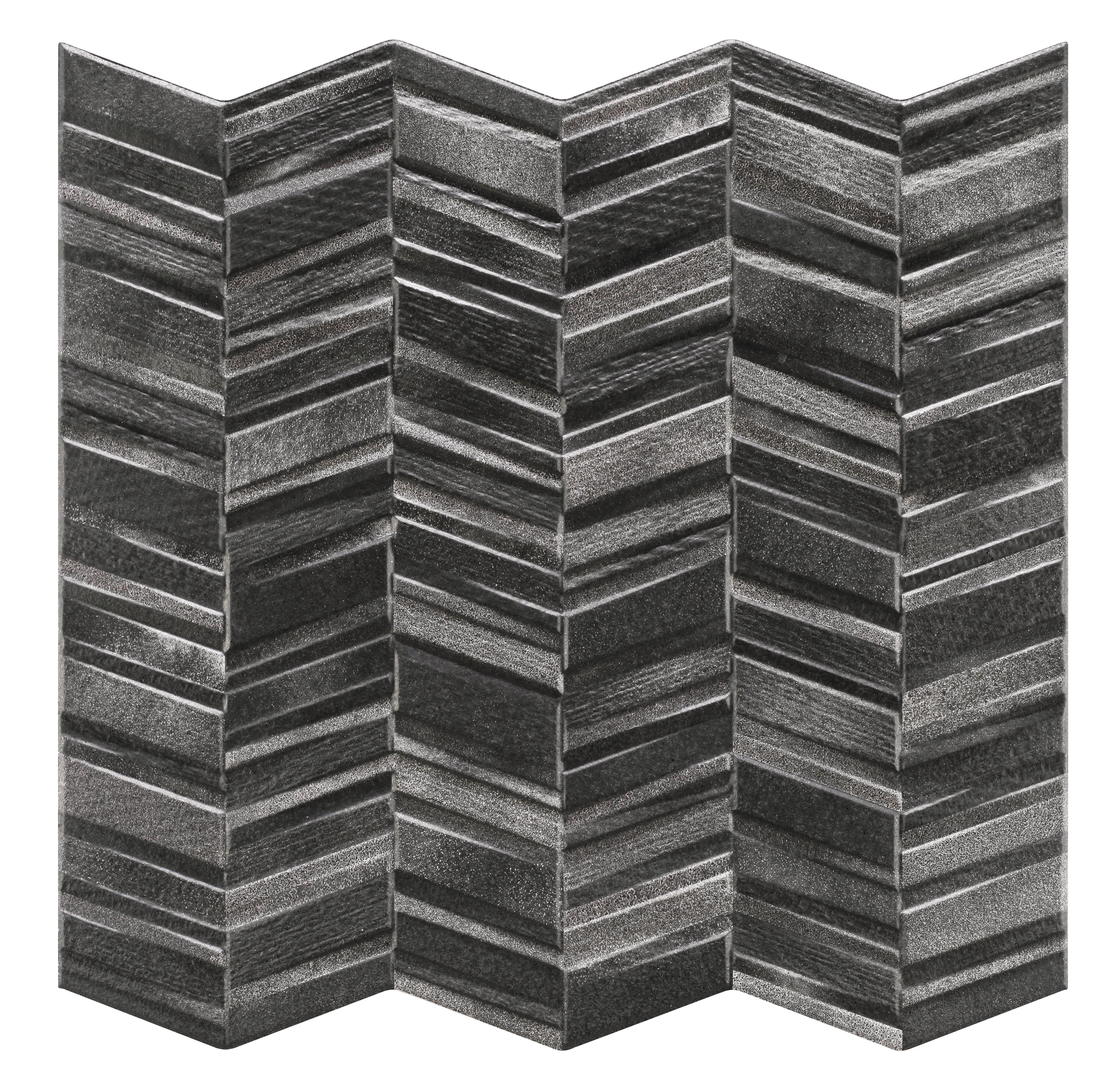 Suelo porcelánico chevron efecto relieve negro 44x44 cm c3