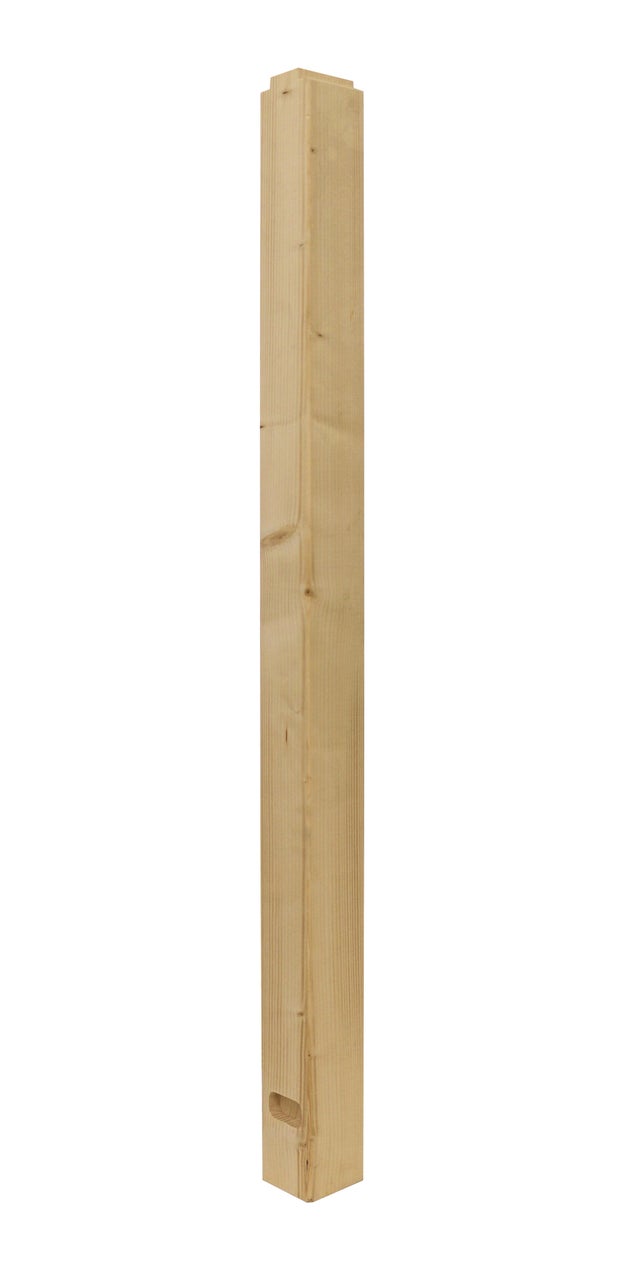 Poteau garde-corps carré Actual, sapin brut, H.106.3x l.7, P.7 cm