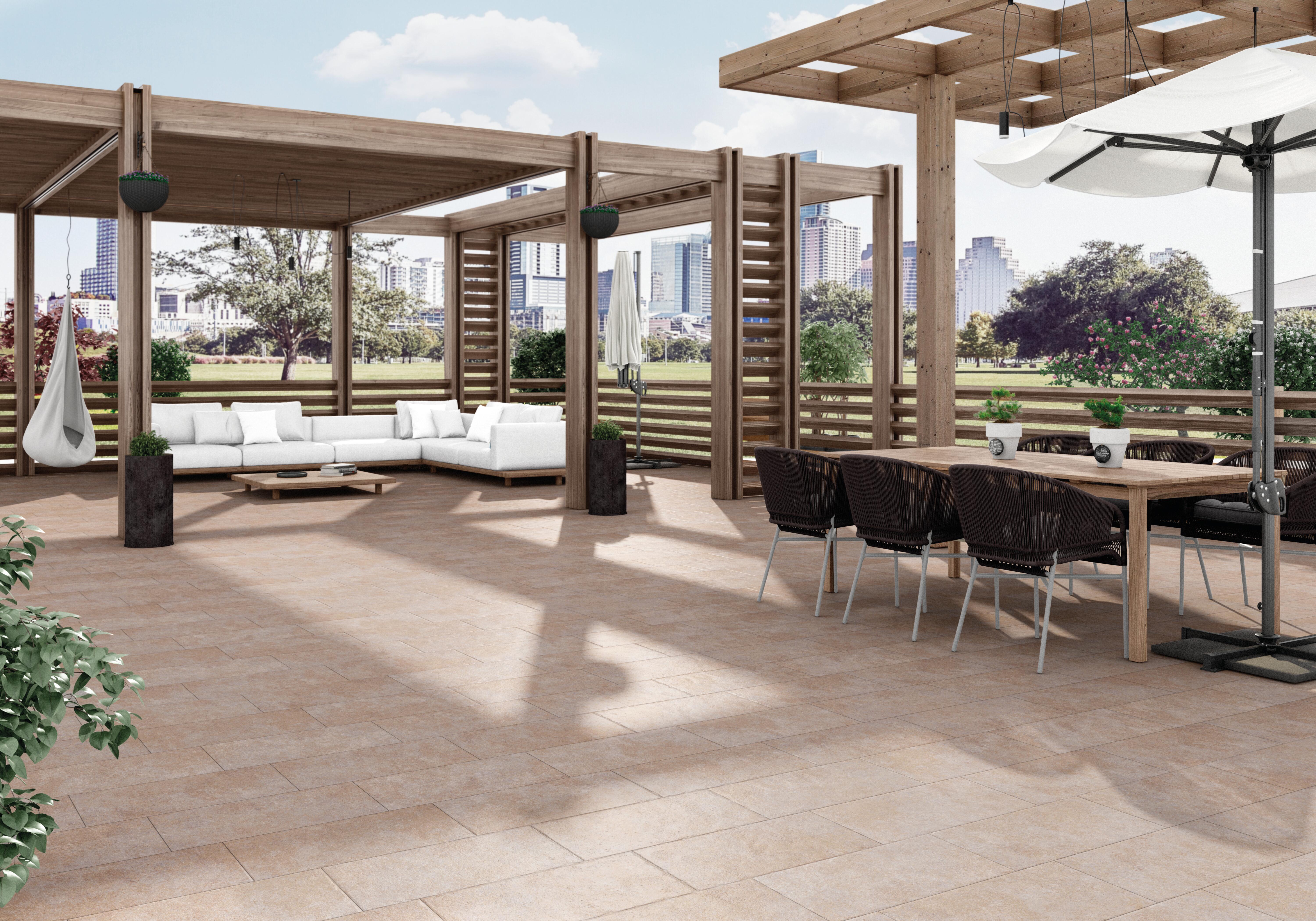 Suelo porcelánico petra efecto piedra beige 31x56 cm c2