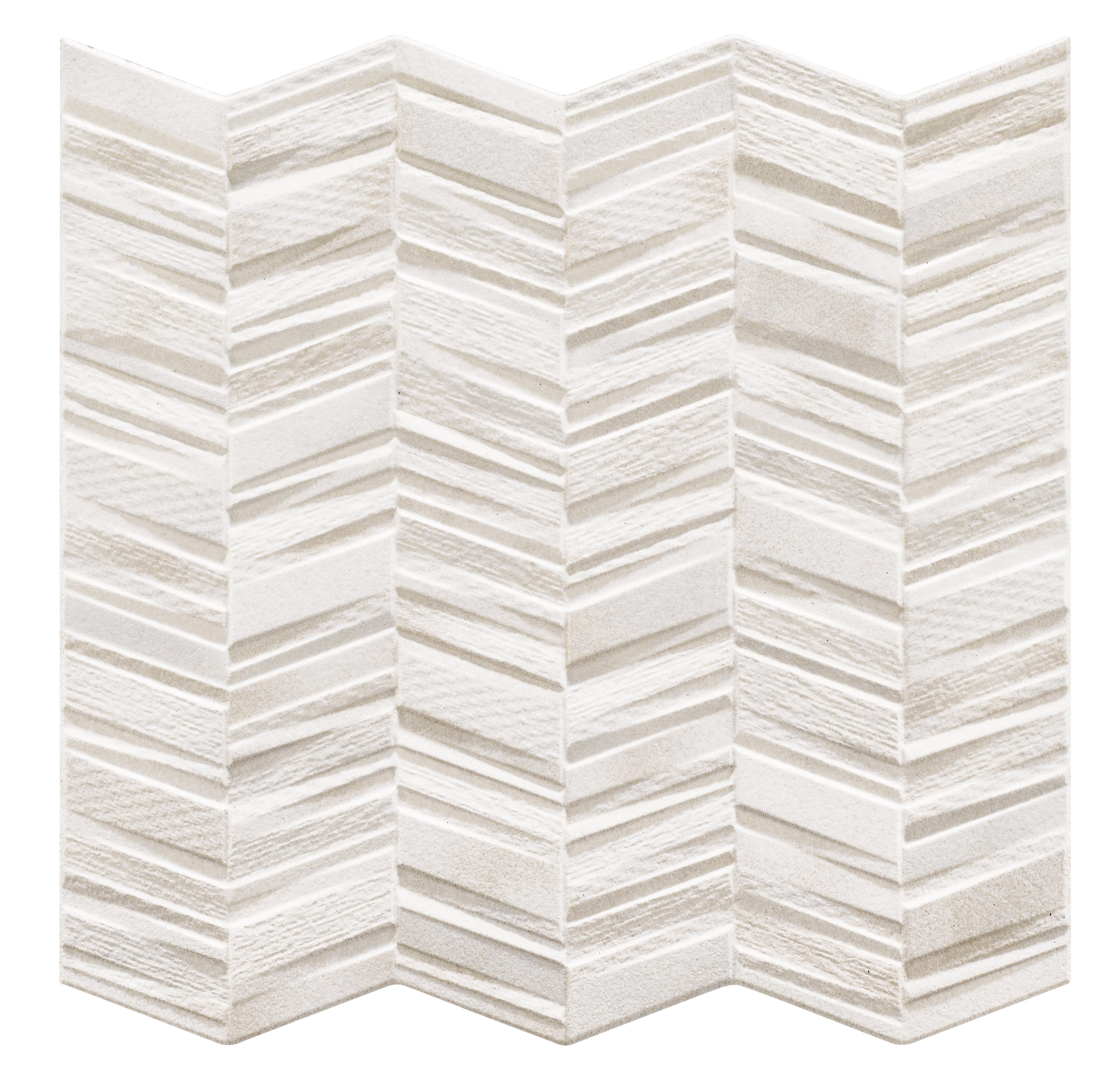 Suelo porcelánico chevron efecto relieve blanco 44x44 cm c3
