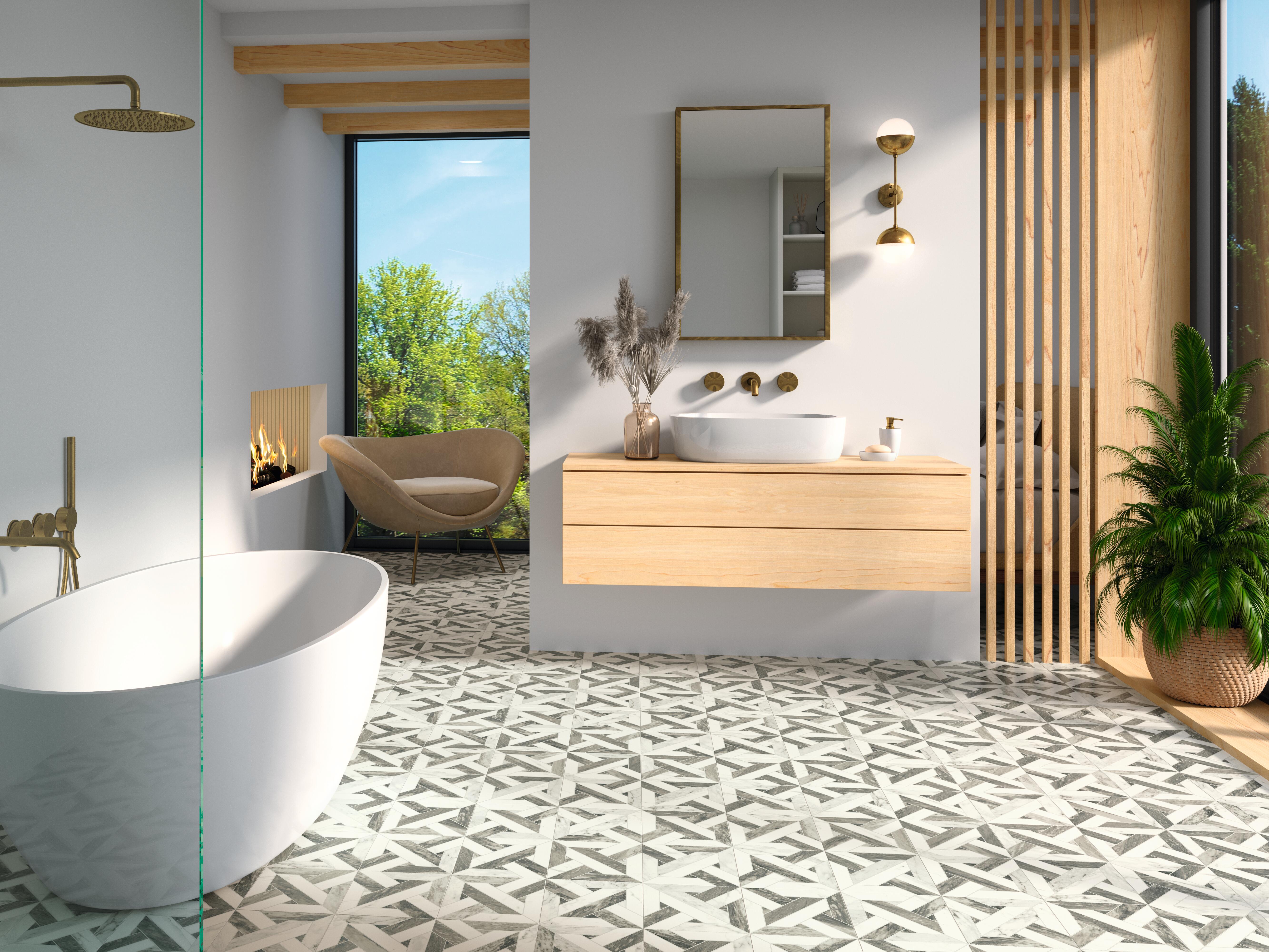 Suelo porcelánico avalon efecto gris / plata 44x44 cm c1