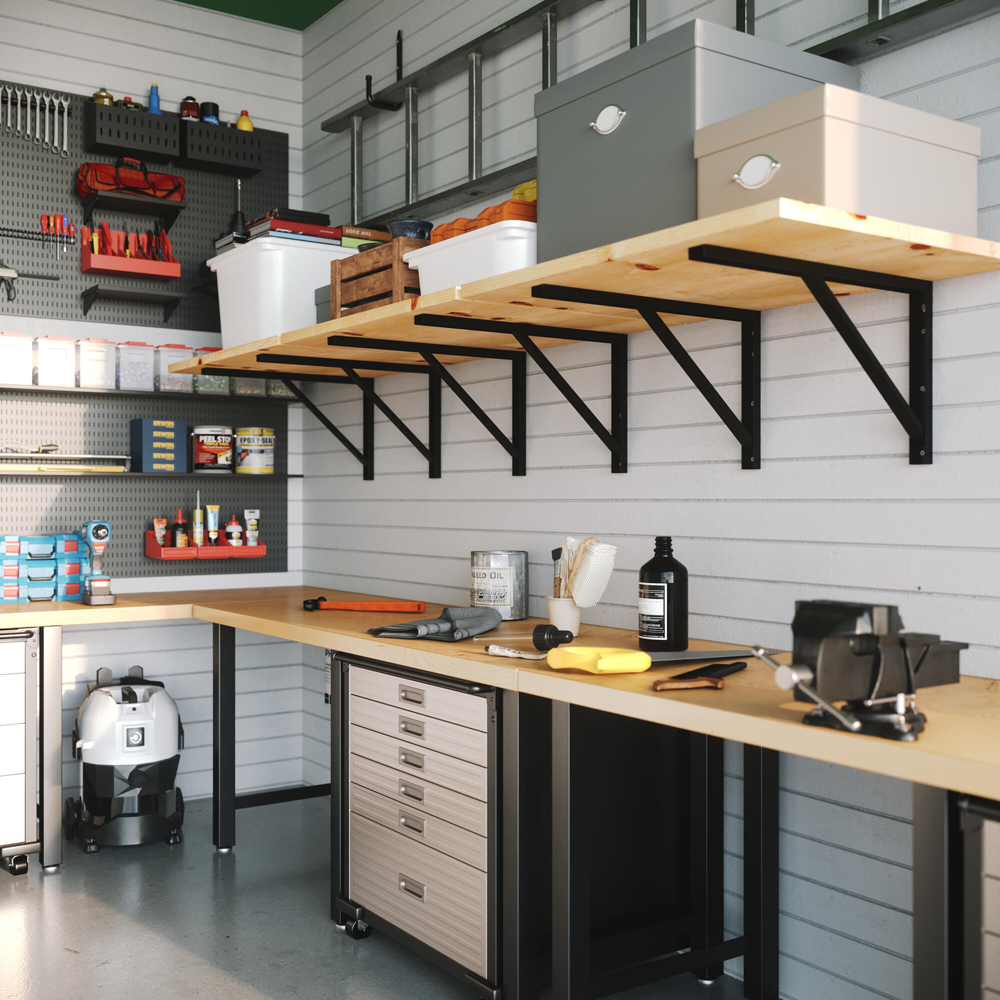 Suporte para prateleira reforçado aço preto 30x50 cm 70 kg Forta - 2