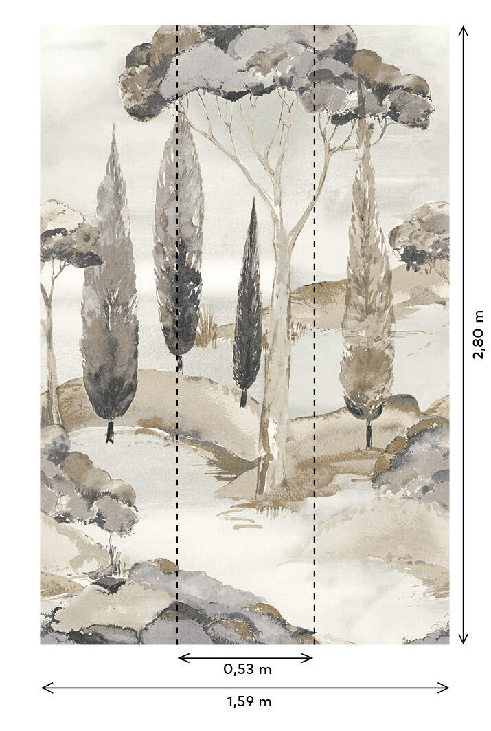 Papier peint panoramique Paysage Canopy gris l.159 x H.280 cm - 3