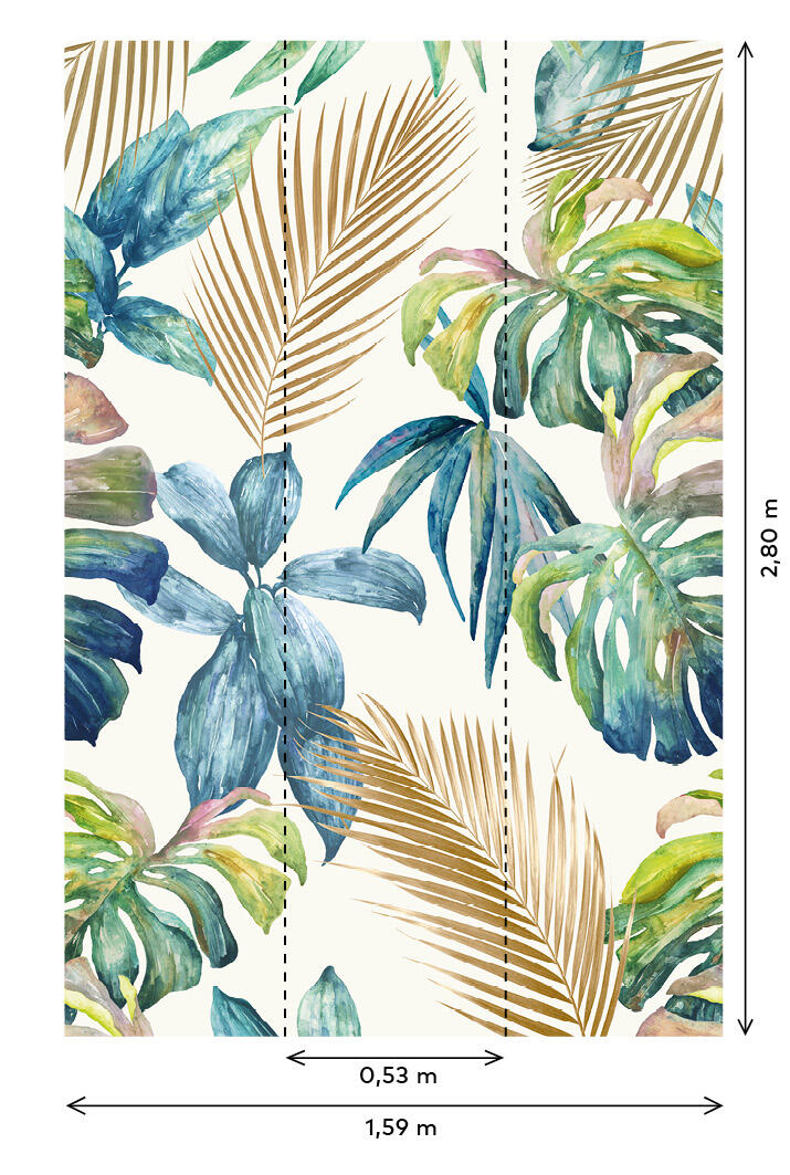 Papier peint panoramique Feuille Big wild palms multicolore l.159 x H.280 cm - 2
