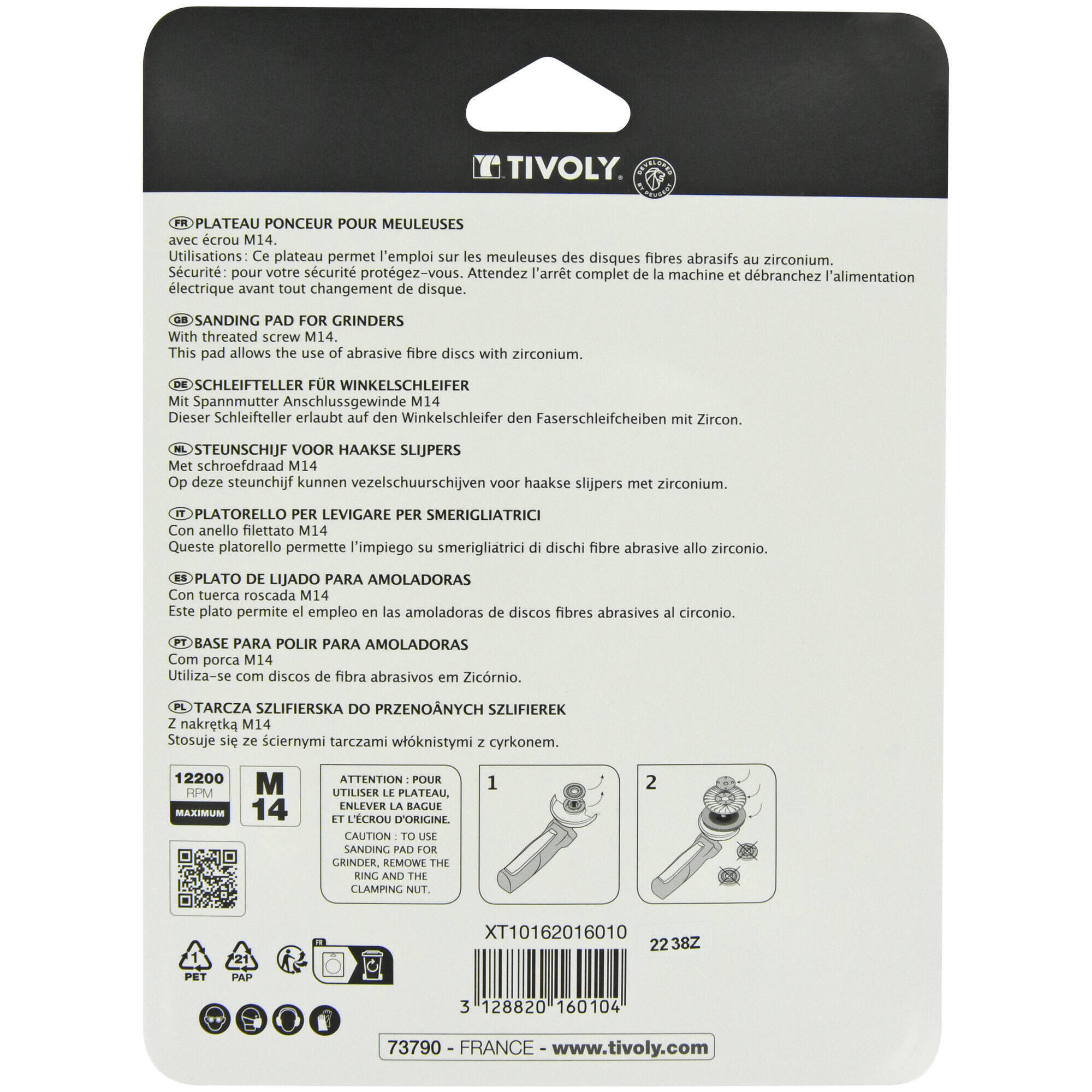 Plateau de ponçage pour meuleuse, M14 Diam.115 mm TIVOLY - 3
